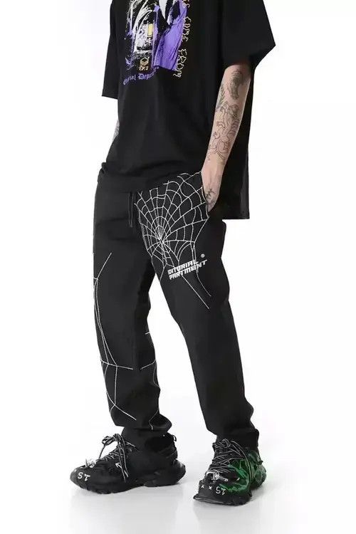 Jean Nylon Spider Web Embroidered Pants Size US 30 / EU 46 - 1 Thumbnail