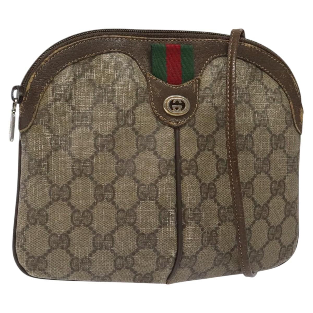 Gucci GG Supreme Web Sherry Line Shoulder Bag Pvc Beige 904 02 047 Auth Hk2601, Women's