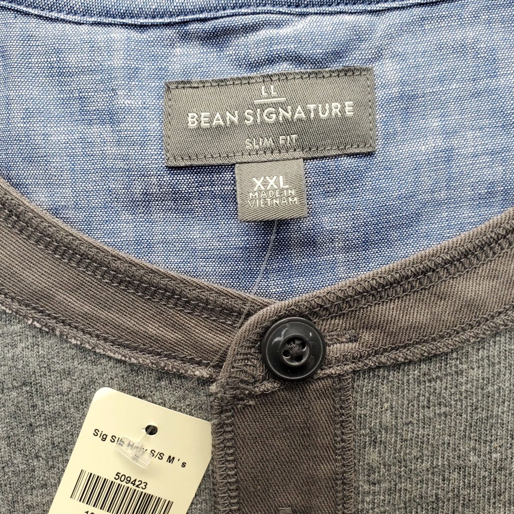 Vintage L.L. Bean Signature Shirt Mens XXL Gray Heather Slim Fit Henley Neck Short Sleeve Size US XXL / EU 58 / 5 - 6 Thumbnail