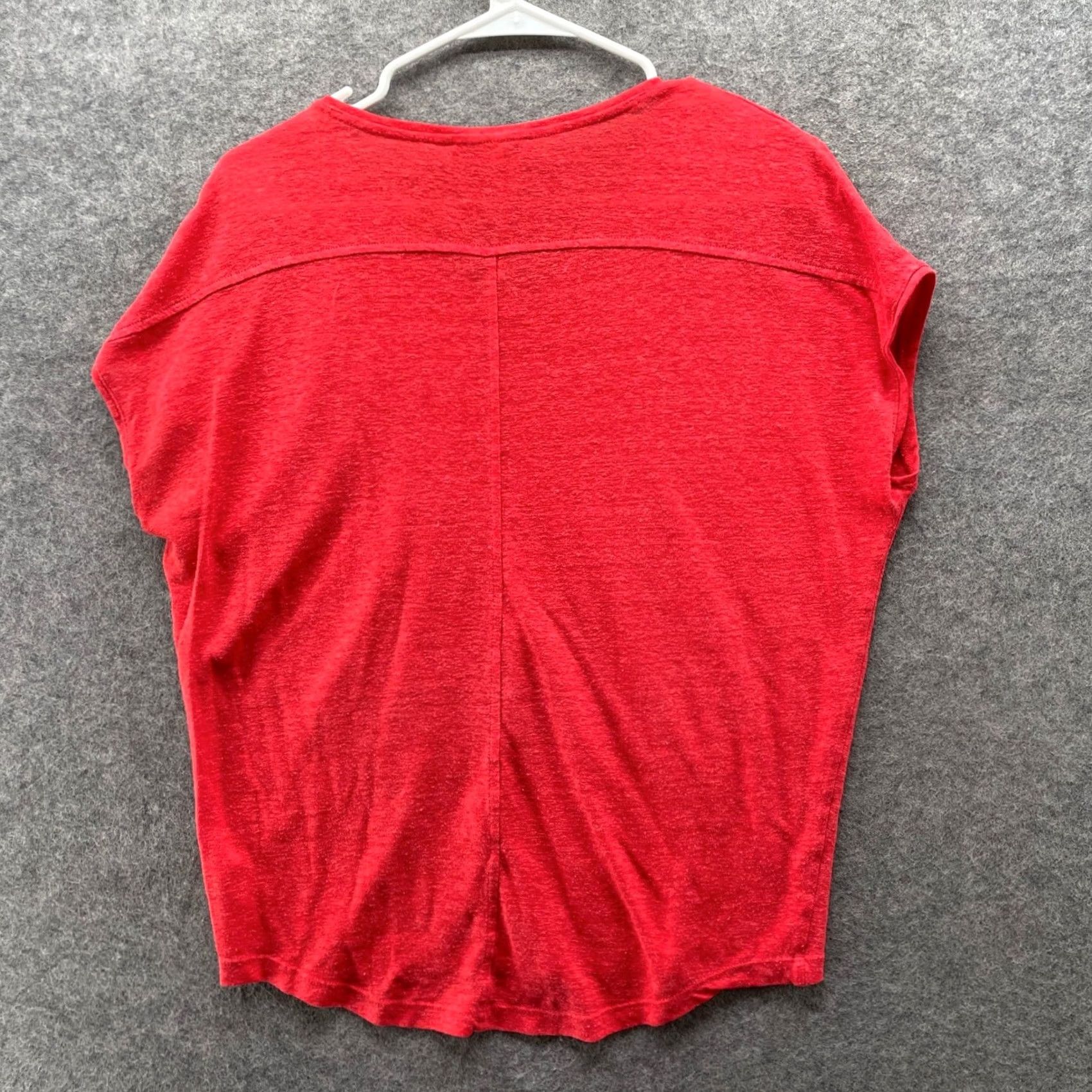White House Black Market VINTAGE White House Black Market Linen Blend T-Shirt Womens S Red V-Neck Dolman Sleeve Size S / US 4 / IT 40 - 2 Thumbnail