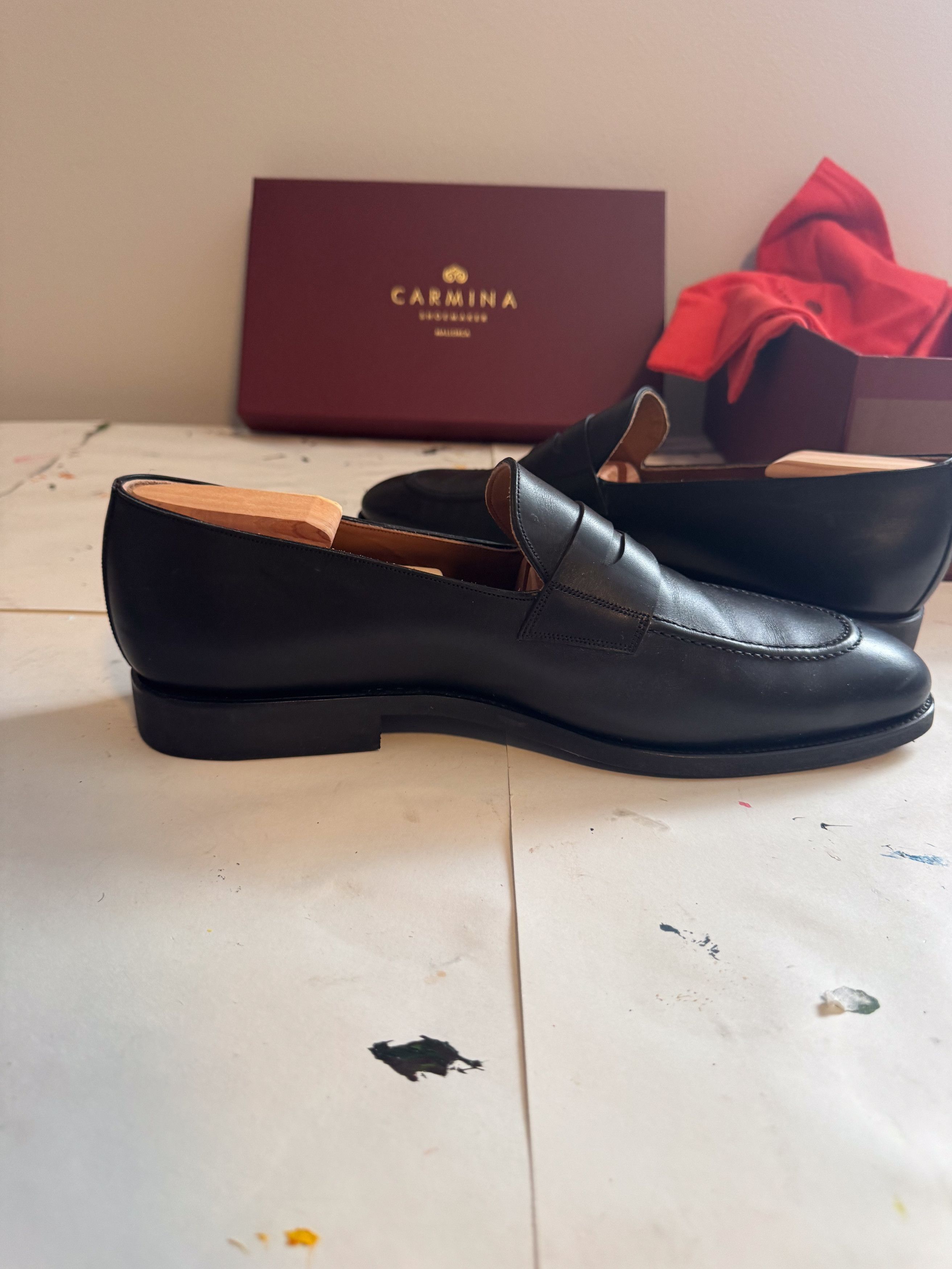 Carmina Penny Loafers 80599 - 12 (Tag 12.5) - Black Leather, Rubber Size US 12 / EU 45 - 4 Thumbnail