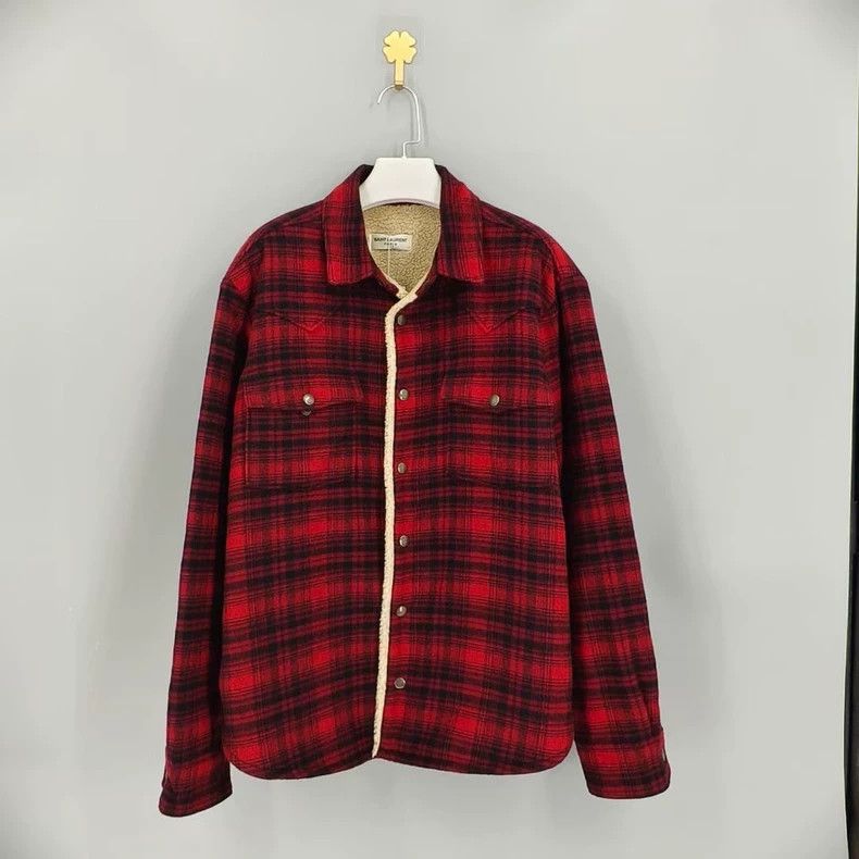 Saint Laurent Paris Saint laurent paris Red plaid jacket with lambswool lining Size US M / EU 48-50 / 2 - 1 Thumbnail