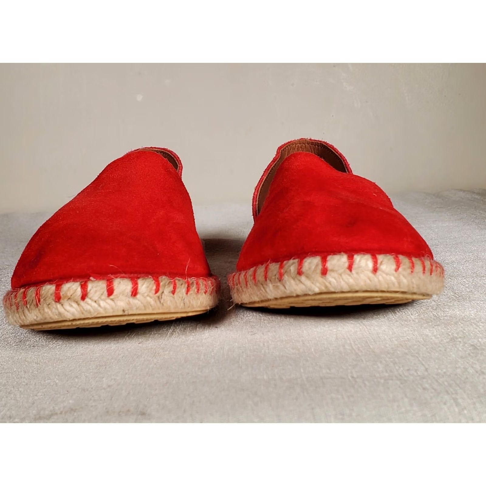 Vintage Verbenas Carmen Espadrilles Flat Women US 10.5 EU 41 Suede Leather Fire Red Slip On Jute Rubber Breathable Lightweight Size US 11 / IT 41 - 6 Thumbnail