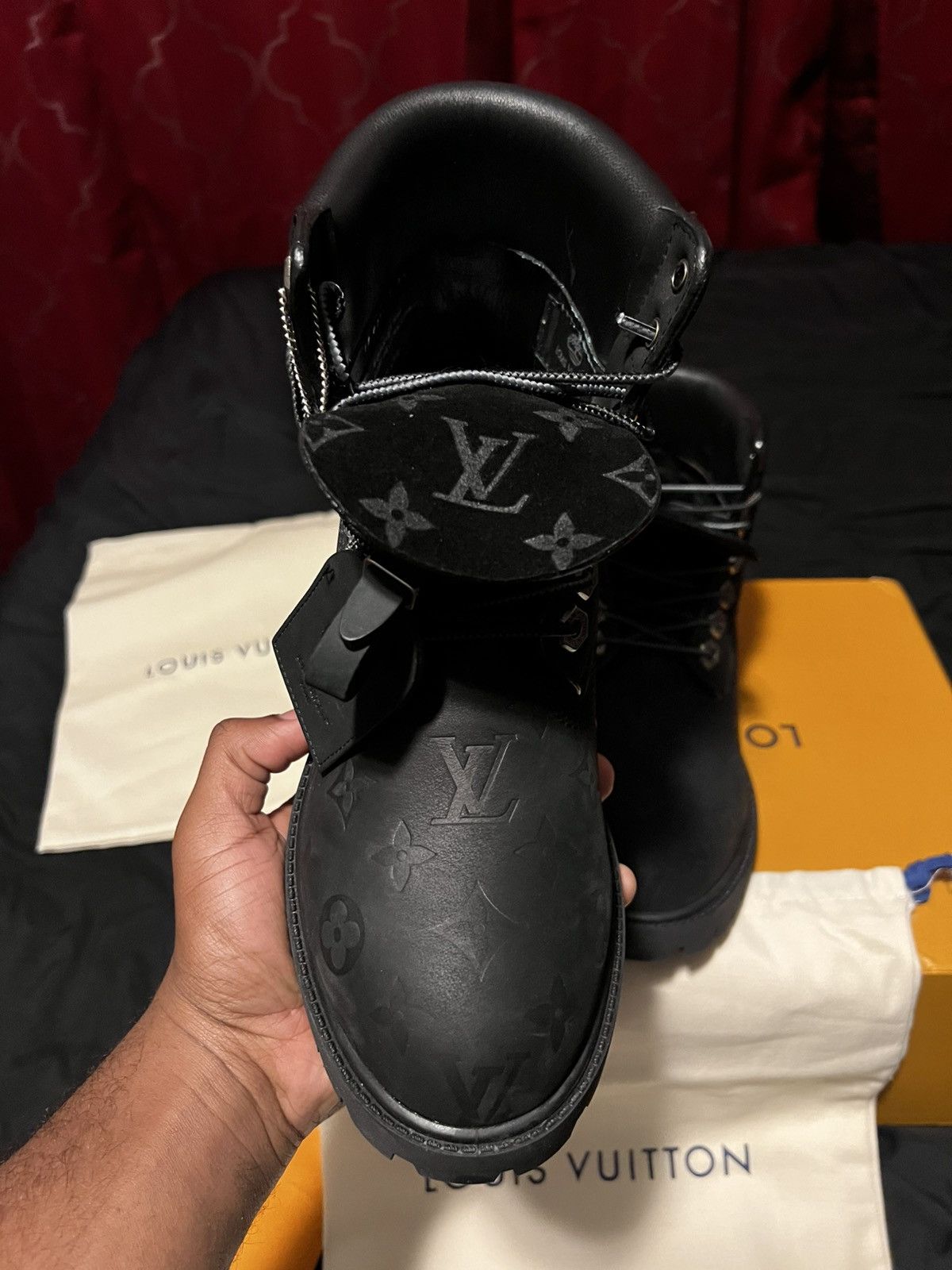 Louis Vuitton Louis Vuitton Trainer Boots(Black Monogram Embossed Leather) Size US 5.5 / EU 38 - 5 Thumbnail