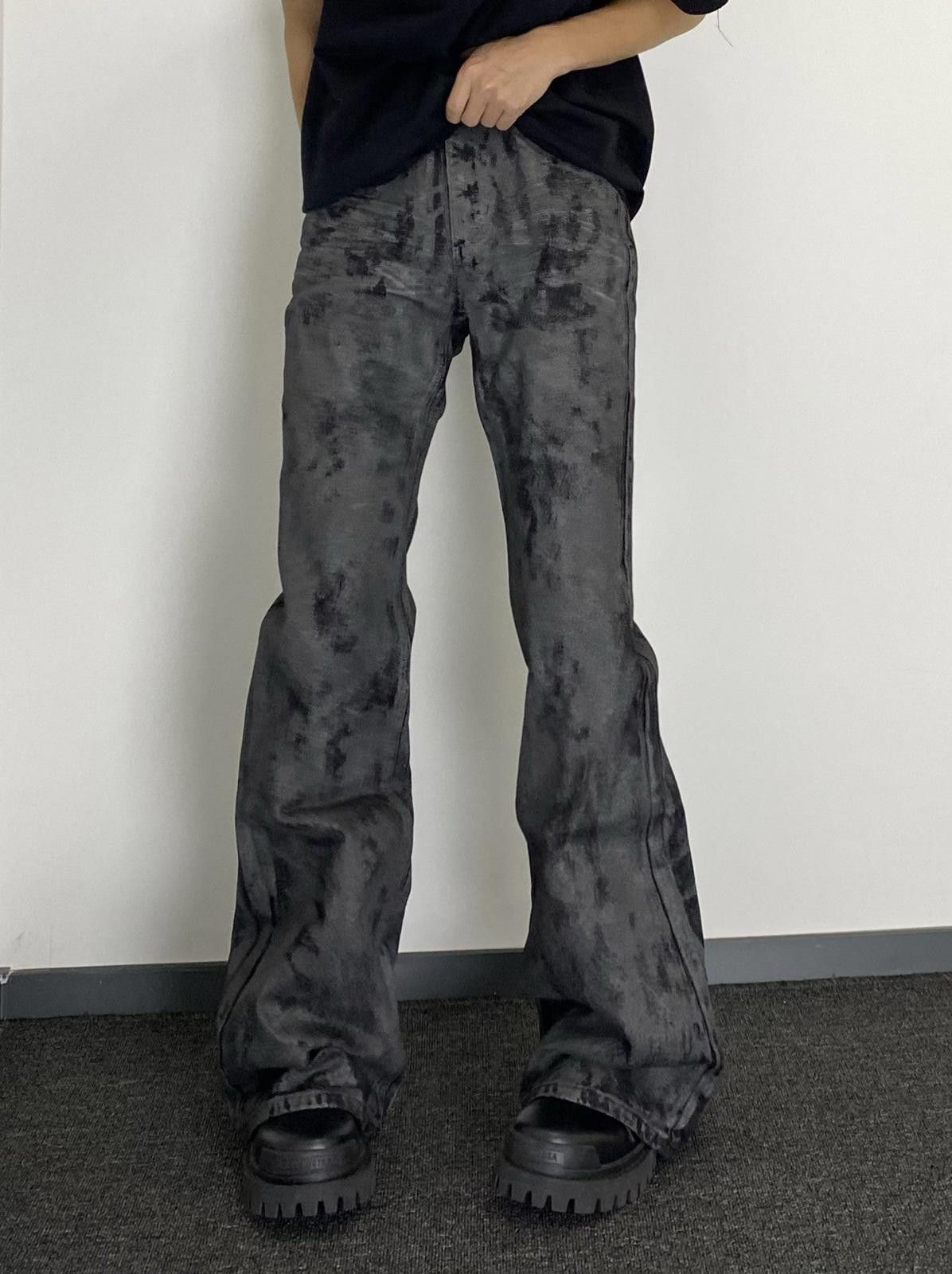 Jean Retro Flared Jeans – Waxed Shine, Brushed Wash Finish Size US 32 / EU 48 - 5 Thumbnail