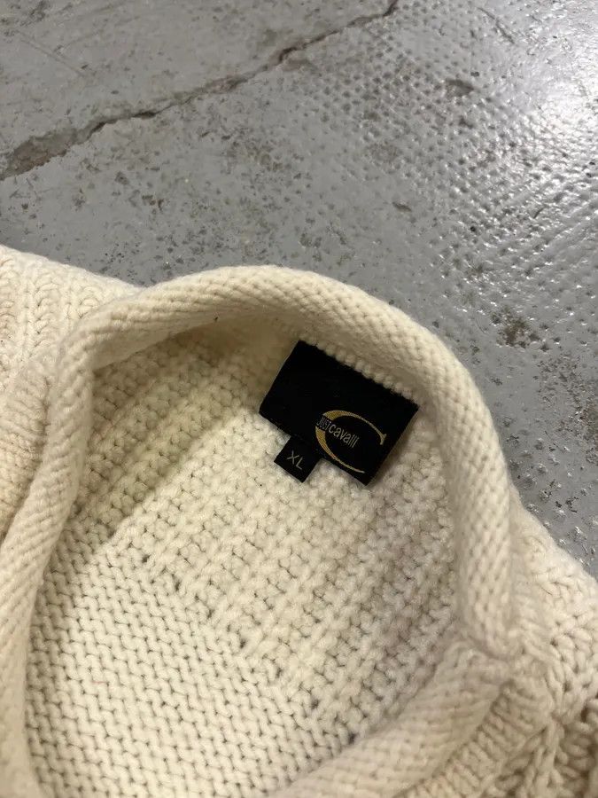 Just Cavalli 2000s Cavalli Cream Faded Wool Sweater Size US M / EU 48-50 / 2 - 8 Thumbnail