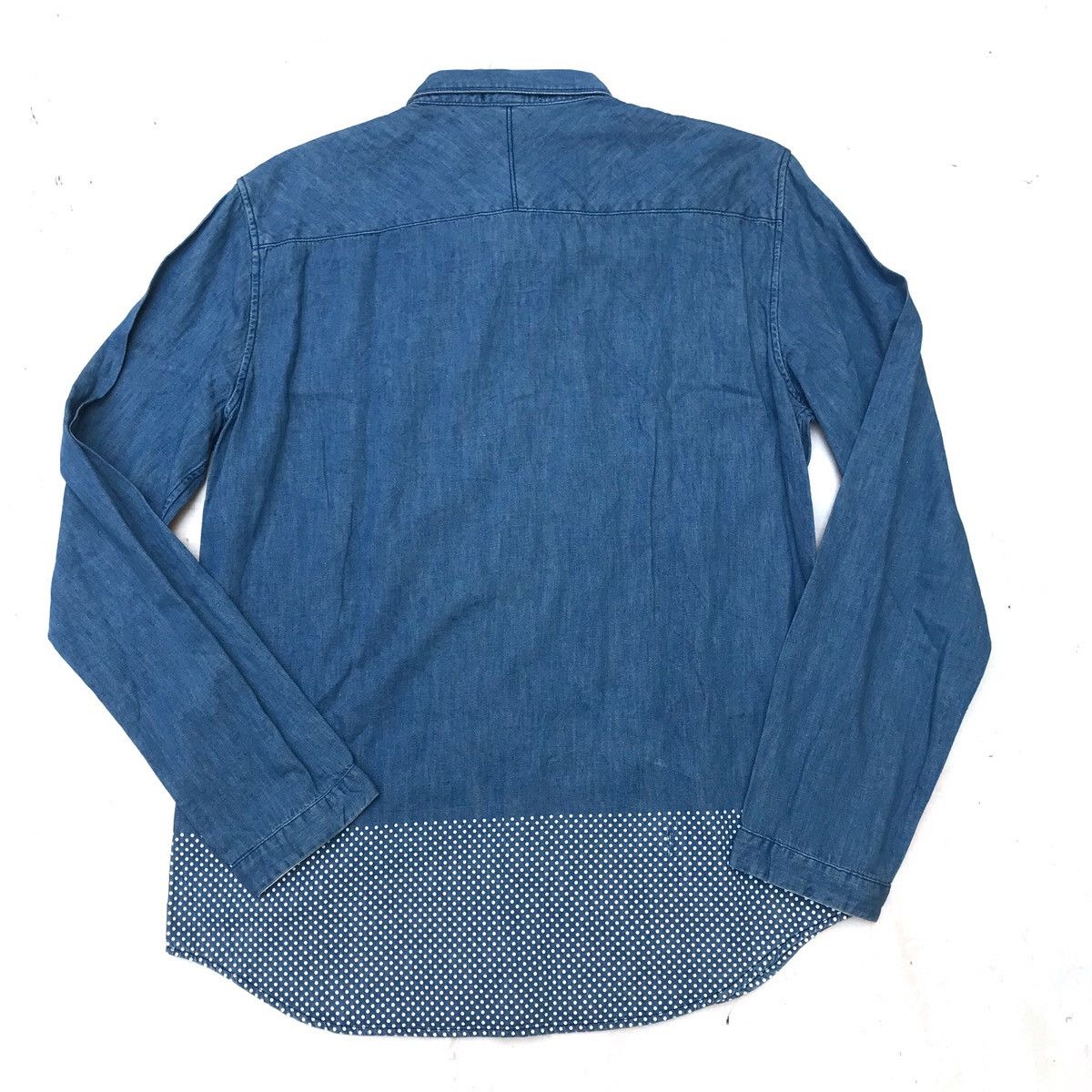 Designer × R.Newbold × Vintage R.NEWBOLD Born in Britain long sleeve denim blue polkadot Size US XL / EU 56 / 4 - 14 Thumbnail