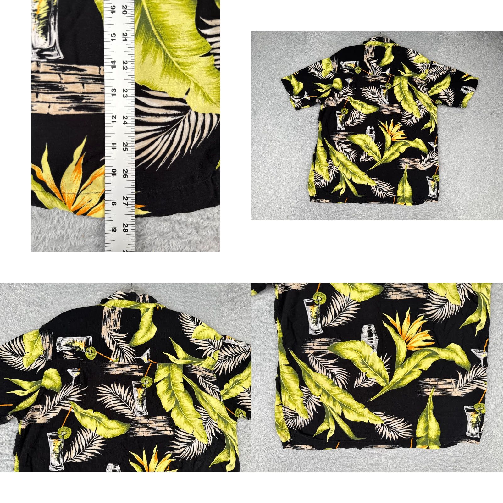 Vintage Junction West Shirt Men Medium Black Floral Button Hawaiian Cocktails Rayon Size US M / EU 48-50 / 2 - 9 Thumbnail