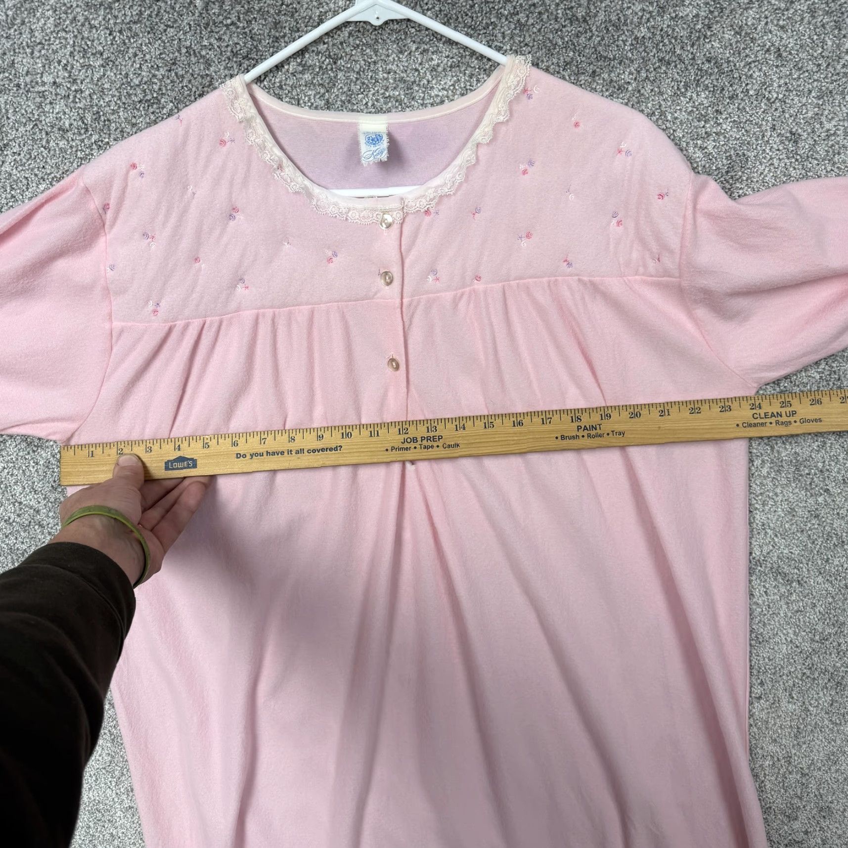 Vintage VTG 60s 70s Nightgown Womens 2X Plus Pink Floral Embroidered Lace Ruffle Chemise Size ONE SIZE - 4 Thumbnail