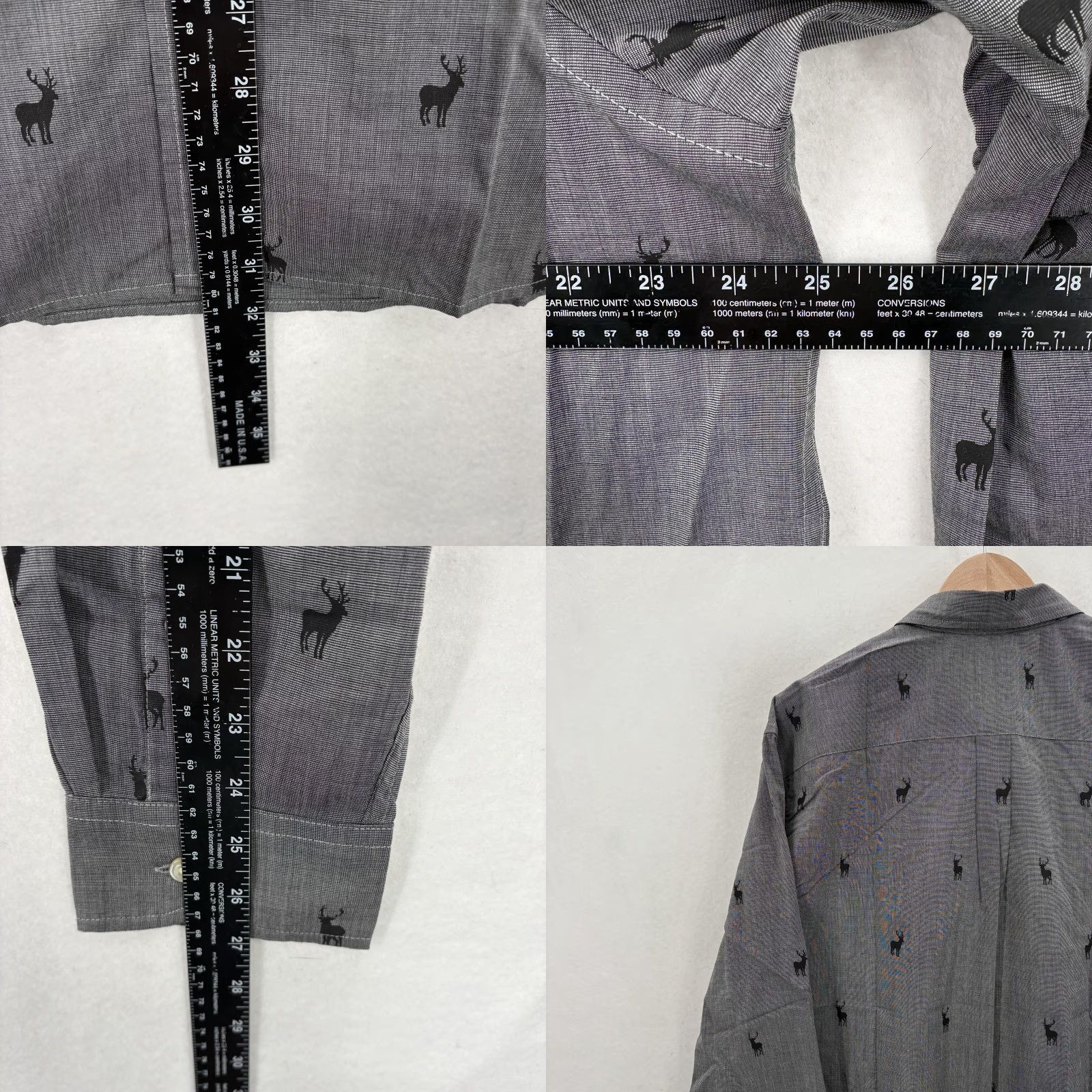 Chaps Chaps Shirt Mens XL Gray Black Deer Print Button-Down Long Sleeve Size US XL / EU 56 / 4 - 8 Thumbnail