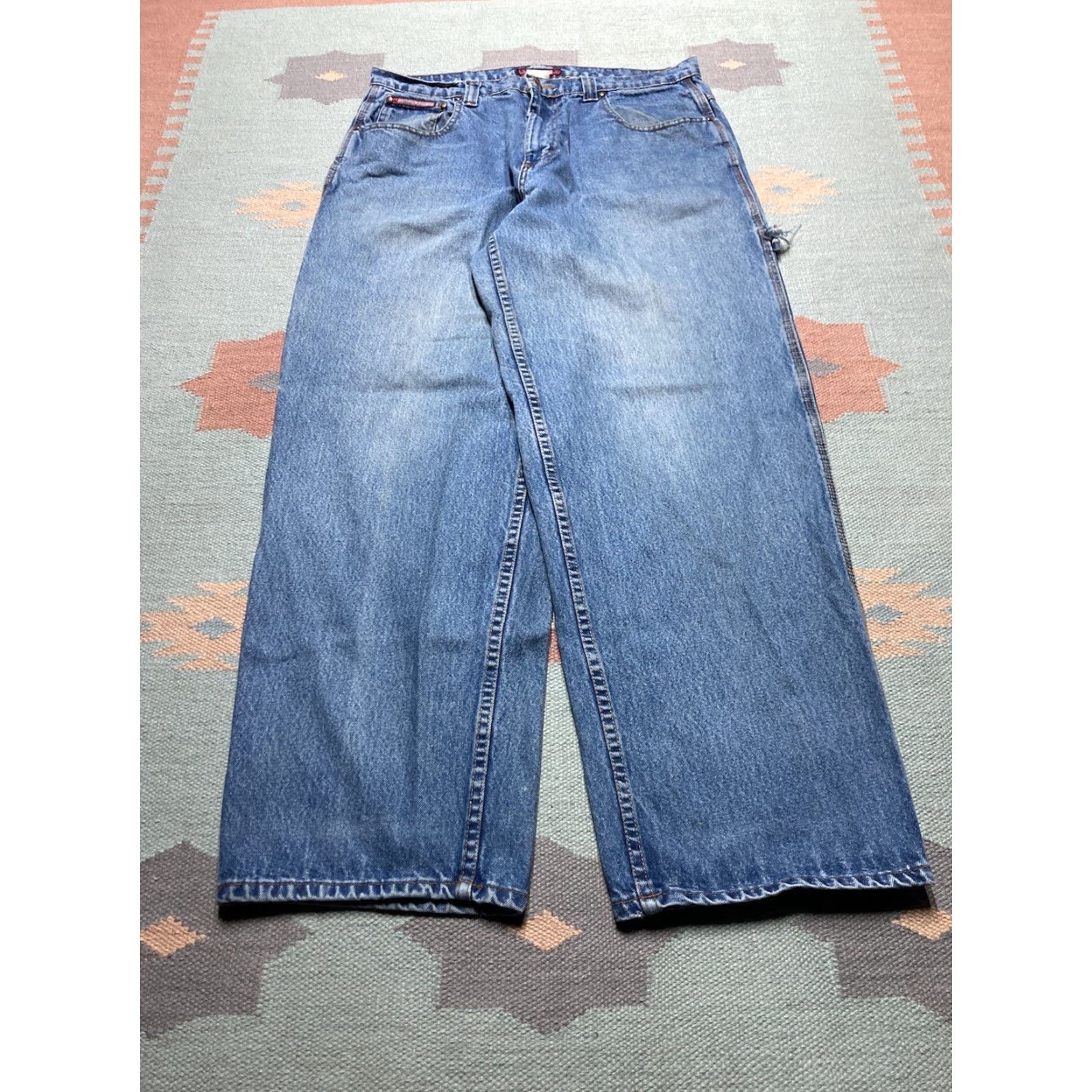 Jordache VINTAGE Jordache Jeans Men 36 Waist 32 Inseam Wide-Leg Hip Hop Baggy Carpenter JNCO Skater Blue Size US 36 / EU 52 - 5 Thumbnail