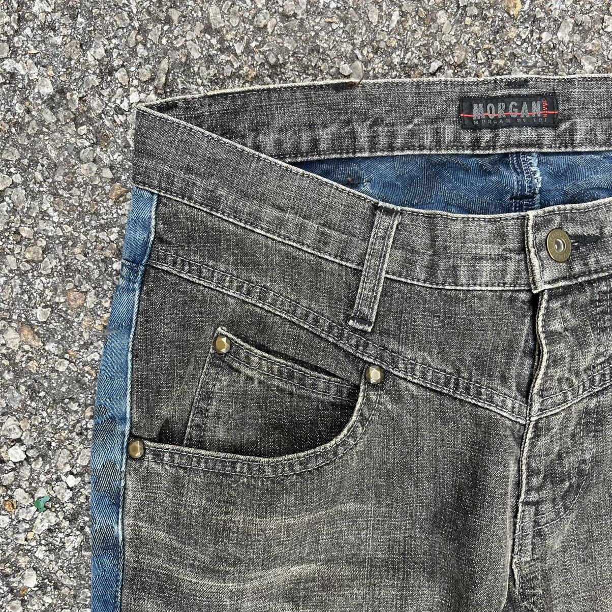 If Six Was Nine Morgan Homme Jeans Two Tone Colour Low Rise Denim Camo Size US 29 - 4 Thumbnail