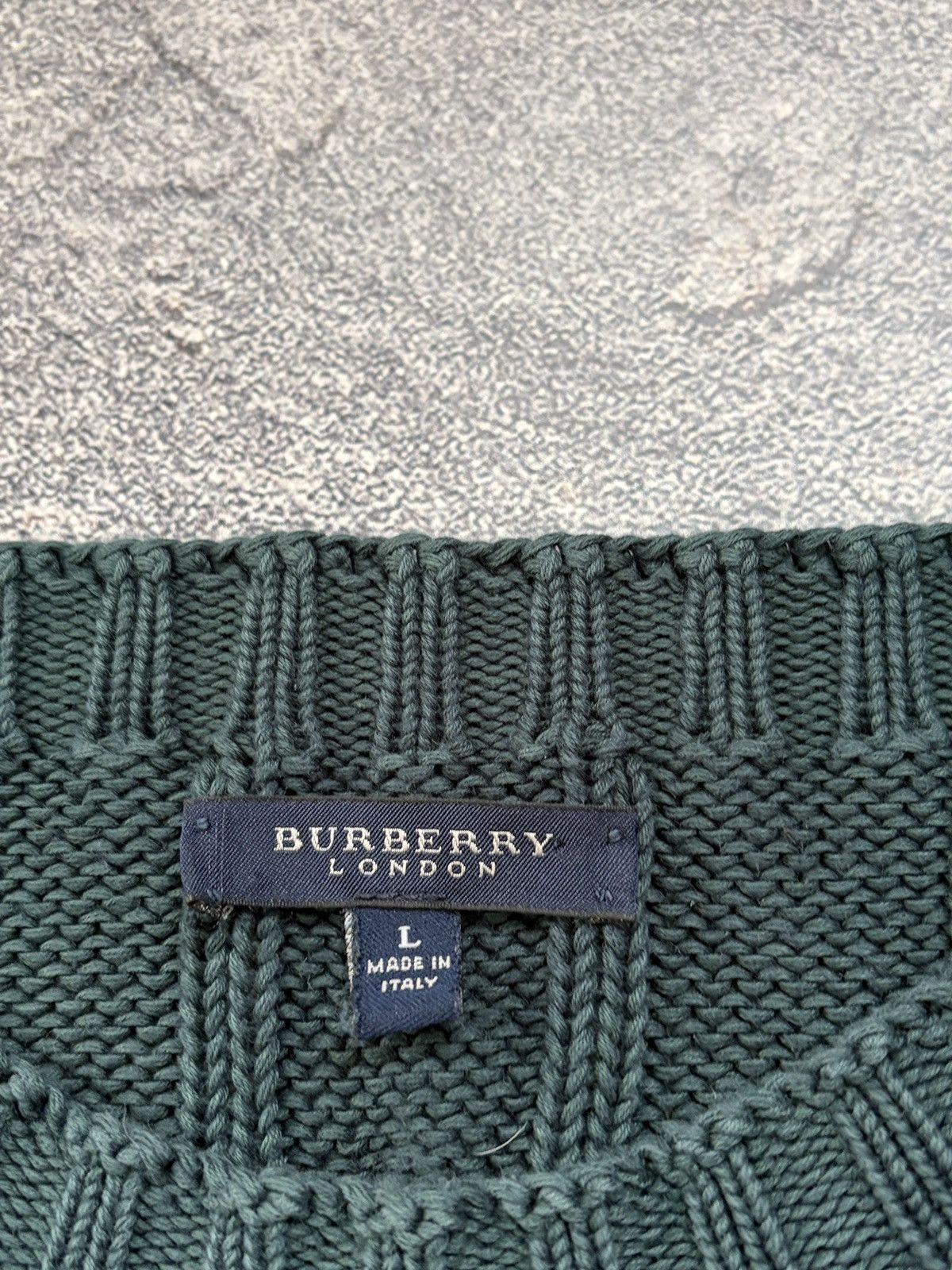 Burberry Burberry London Dark Green Cable Knit Cotton Sweater Size L Size US L / EU 52-54 / 3 - 4 Thumbnail