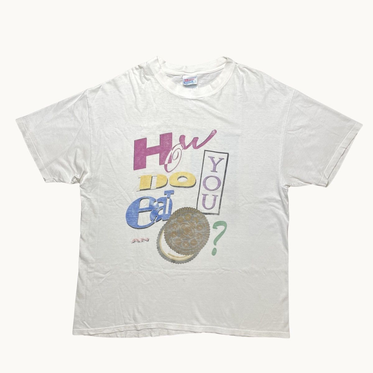 image of Vintage Mid 90's How Do You Eat An Oreo? in White, Men's (Size XL)