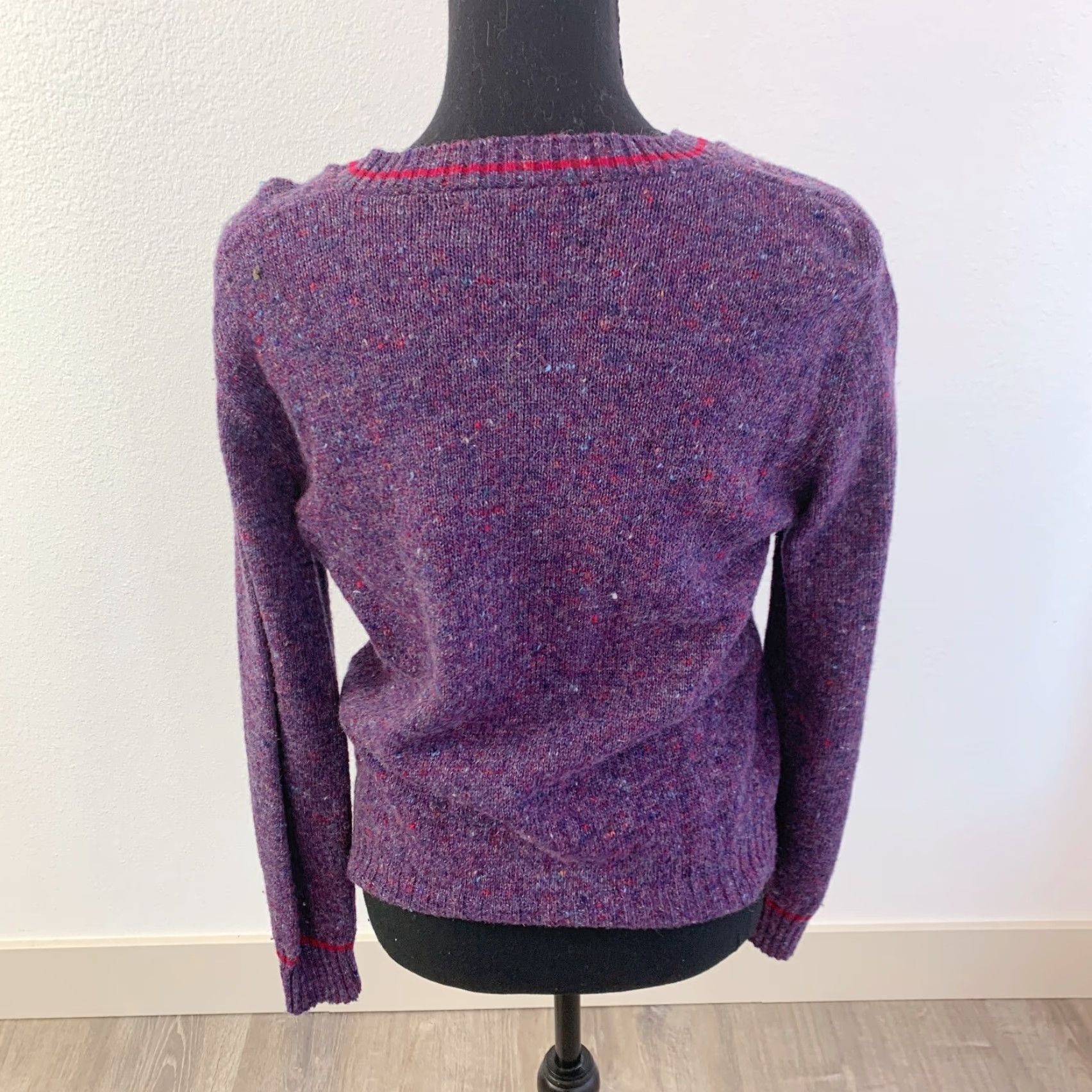 Vintage VINTAGE Garland Purple V-Neck Marled Wool Blend Sweater Medium L Size L / US 10 / IT 46 - 5 Thumbnail