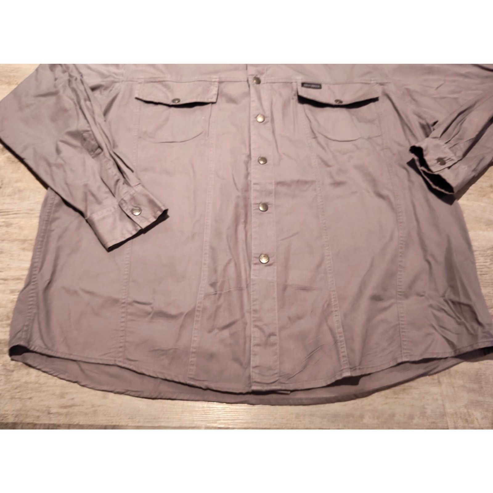 Harley Davidson Harley-Davidson Long Sleeve Button-Up Shirt XL Gray Canvas Biker Mens Size US XL / EU 56 / 4 - 2 Thumbnail