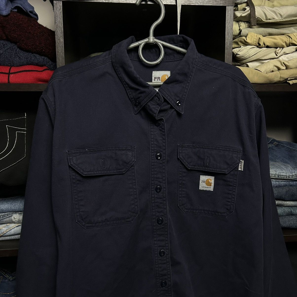 Carhartt Wip Vintage Carhartt Wip Patch Logo workwear fire denim shirt Size US XL / EU 56 / 4 - 2 Thumbnail