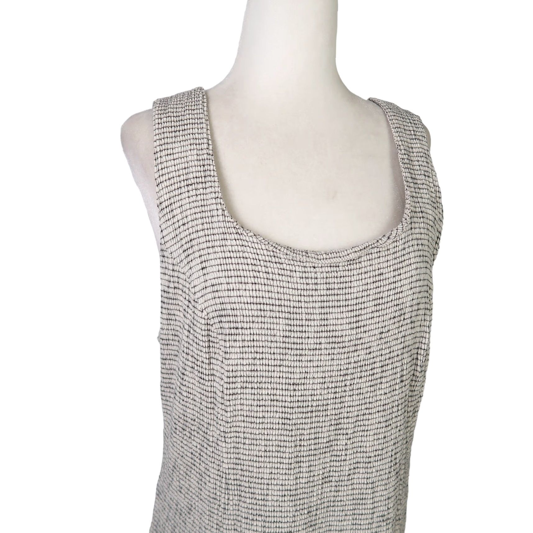 Vintage VINTAGE Tyler Boe cream and black grid print maxi jumper dress 14 Women Sleeveless Zip 53" length Size XL / US 12-14 / IT 48-50 - 2 Thumbnail