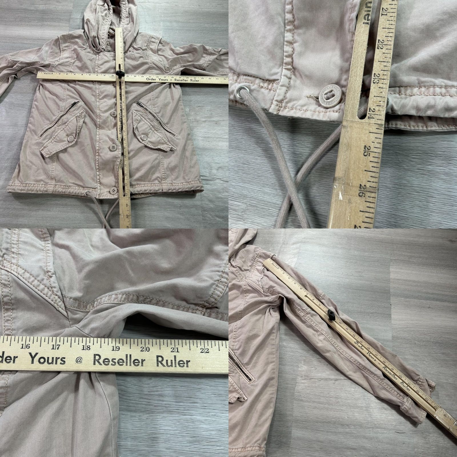 American Eagle Outfitters American Eagle AE-177 Jacket Womens Small Beige Hooded Field Utility Liner Size S / US 4 / IT 40 - 8 Thumbnail