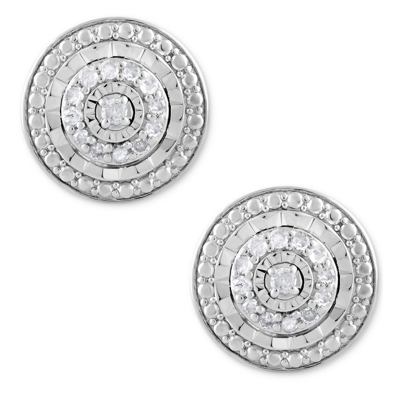 Macys Diamond Multi-Halo Stud Earrings (1/10 ct. Sterling Silver Size ONE SIZE - 2 Thumbnail