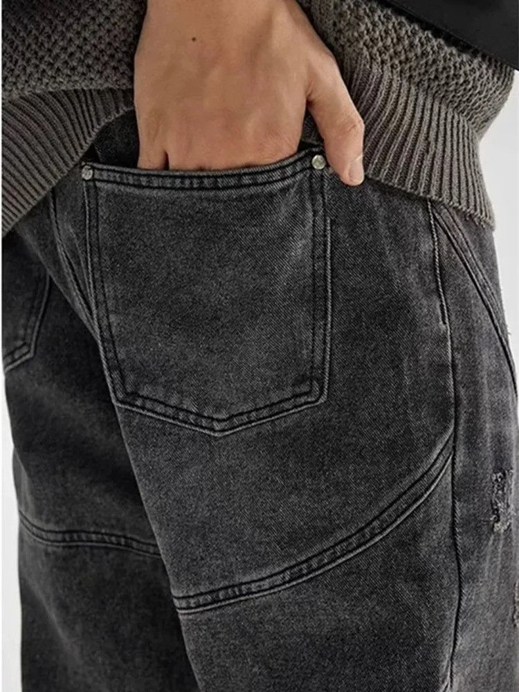 Vintage Streetwear Pleated Ripped Baggy Jeans Size US 32 / EU 48 - 5 Thumbnail