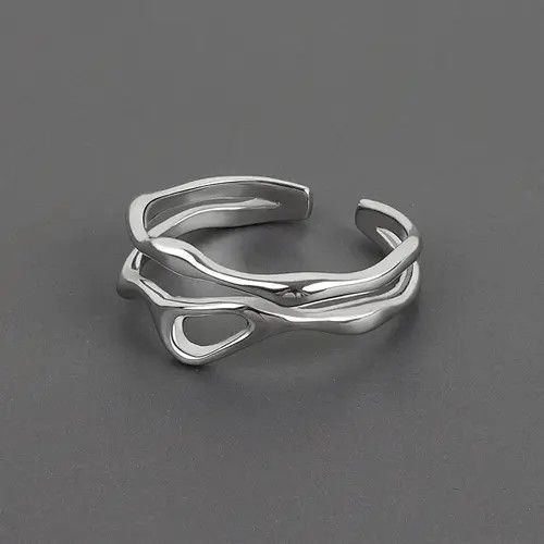 Jewelry Irregular Hollow Double Line Geometric Ring Size ONE SIZE - 1 Thumbnail