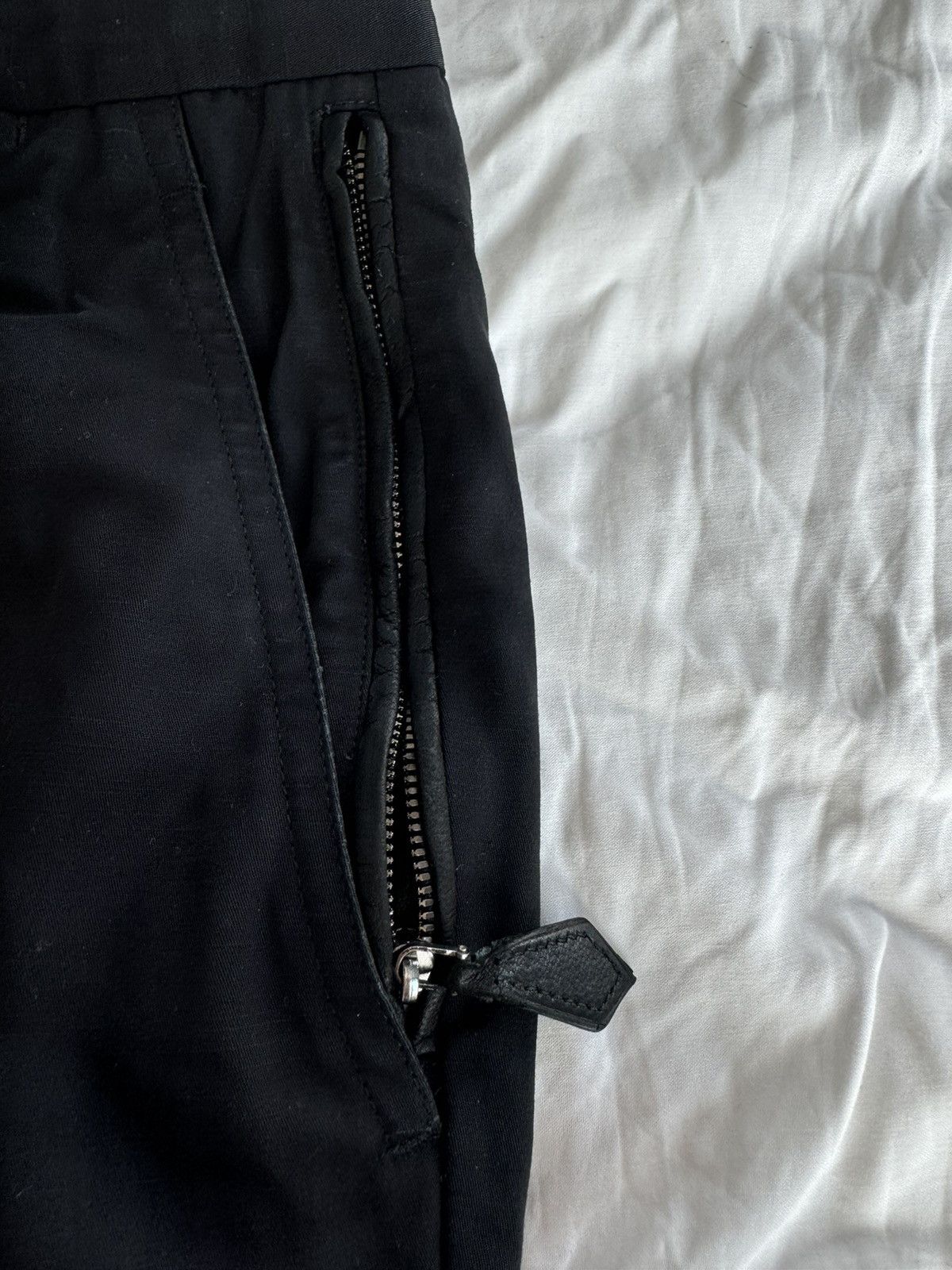 Hermes Hermes black linen cotton pants with leather detailing Size US 31 - 2 Thumbnail