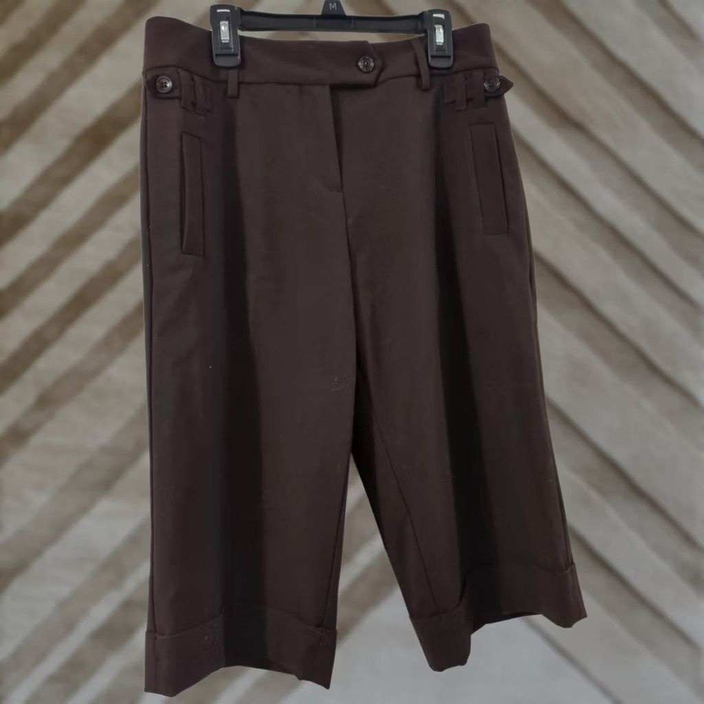 Vintage DRESSBARN WOMAN City Shorts Brown NWT Size 4 Pants Cropped Straight Zipper Pocket Twill Modern Relaxed Knit? Size 27" / US 4 / IT 40 - 1 Thumbnail
