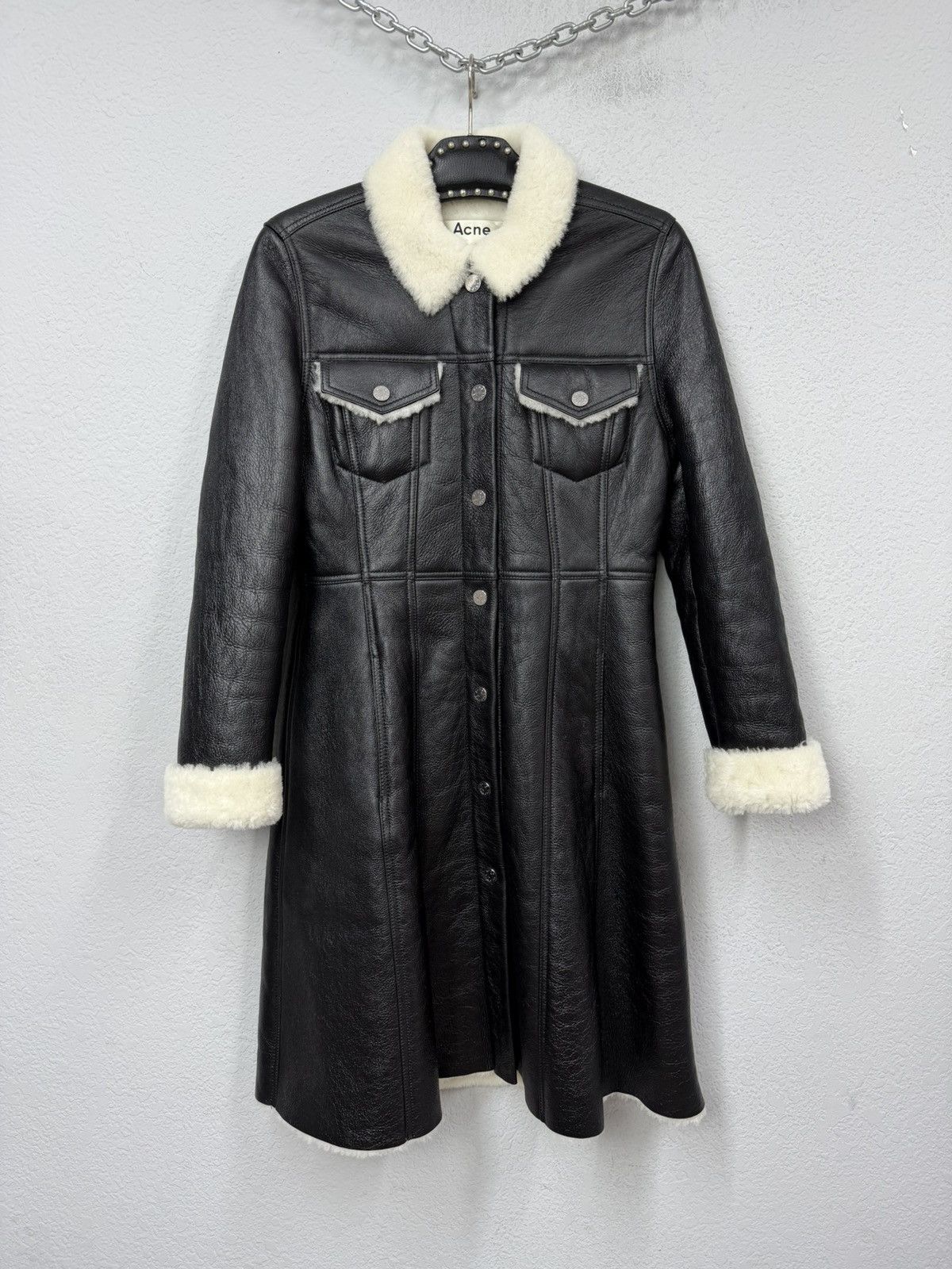 If Six Was Nine Acne Studios Shearling Lamb Leather Coat Jacket Size S / US 4 / IT 40 - 5 Thumbnail