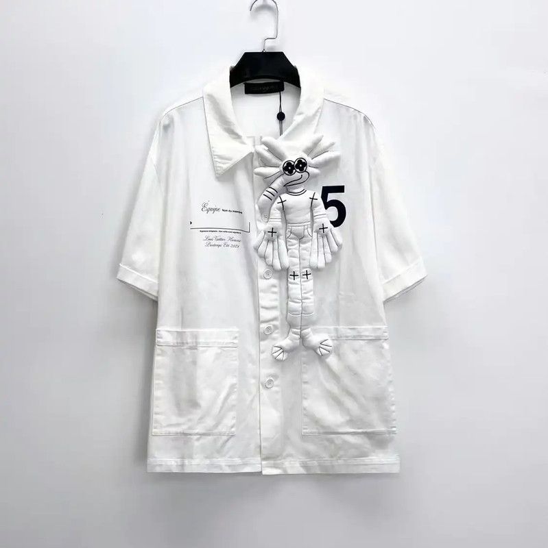 Louis Vuitton Louis Vuitton White Cotton Blend Embroidered Short Sleeve Shirt 0089 Size US XL / EU 56 / 4 - 1 Thumbnail