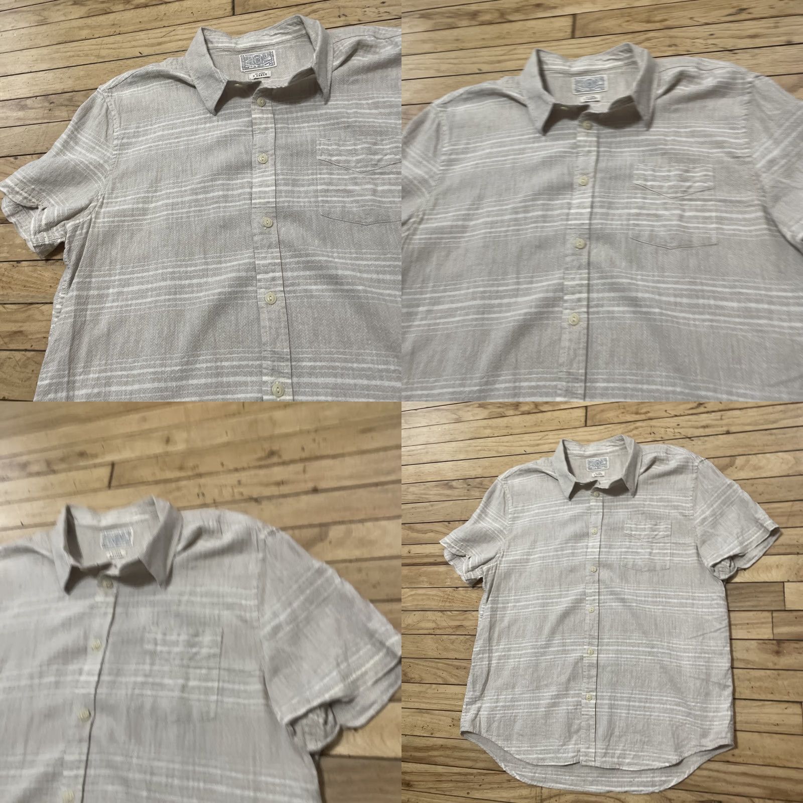 Lucky Brand LUCKY BRAND Linen Shirt Men XL Tan Beige Stripe Western Button-Up Shirt Size US XL / EU 56 / 4 - 10 Thumbnail