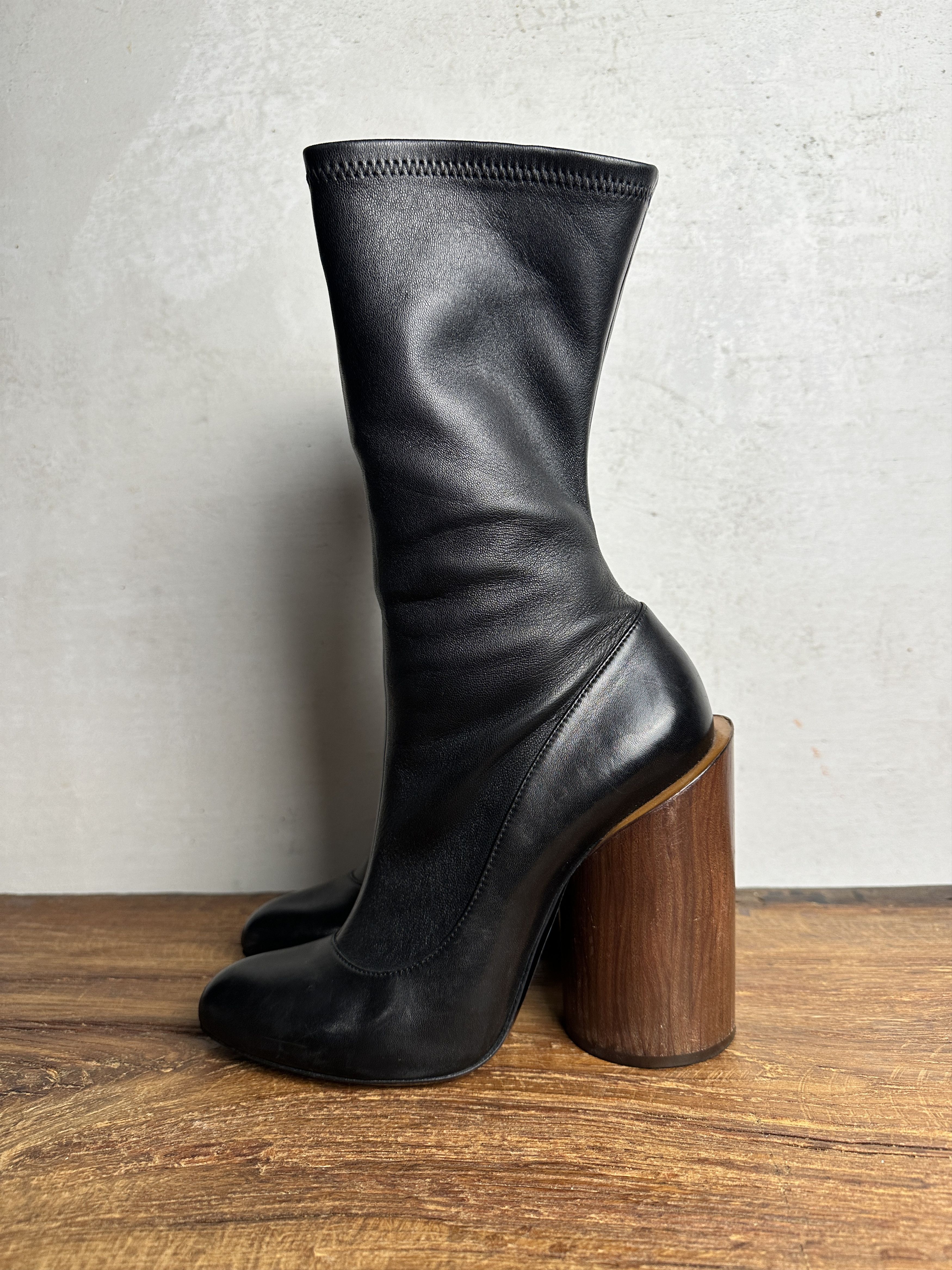 Givenchy GIVENCHY FW15 Black Leather Wooden Heel Show Boots Size US 8 / IT 38 - 4 Thumbnail