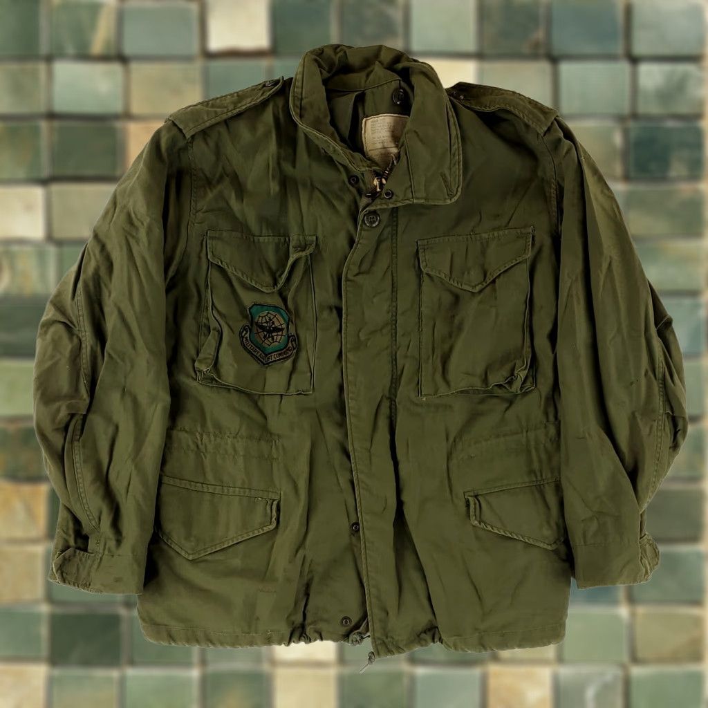 Alpha Industries VINTAGE Alpha Industries M65 Jacket Airlift Command Olive Green Mens M Short Green Military Jacket M Mens Size US 31 - 1 Thumbnail