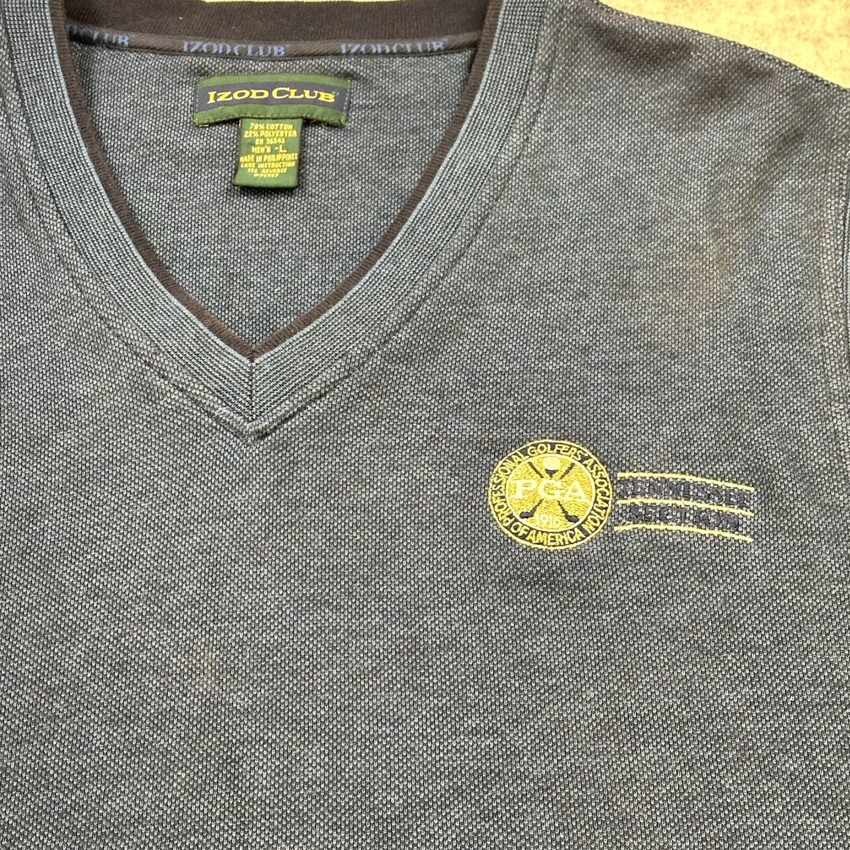 Izod IZOD Club Sweater Vest Mens Large Blue V Neck PGA Tennessee Section Golf Logo Size US L / EU 52-54 / 3 - 5 Thumbnail