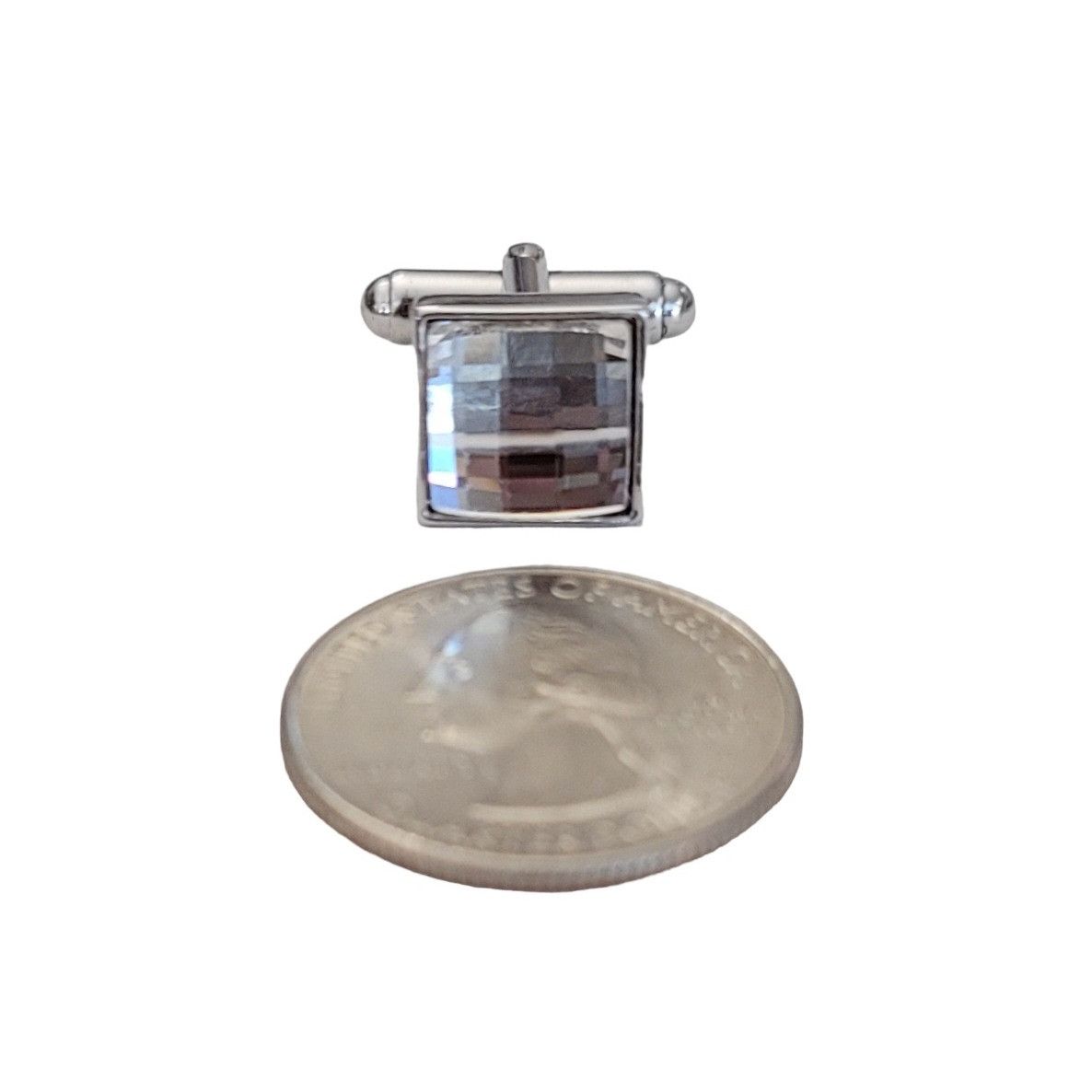 Swarovski Swarovski Swan Logo Silver-Tone Square Faceted Clear Crystal Size ONE SIZE - 8 Thumbnail