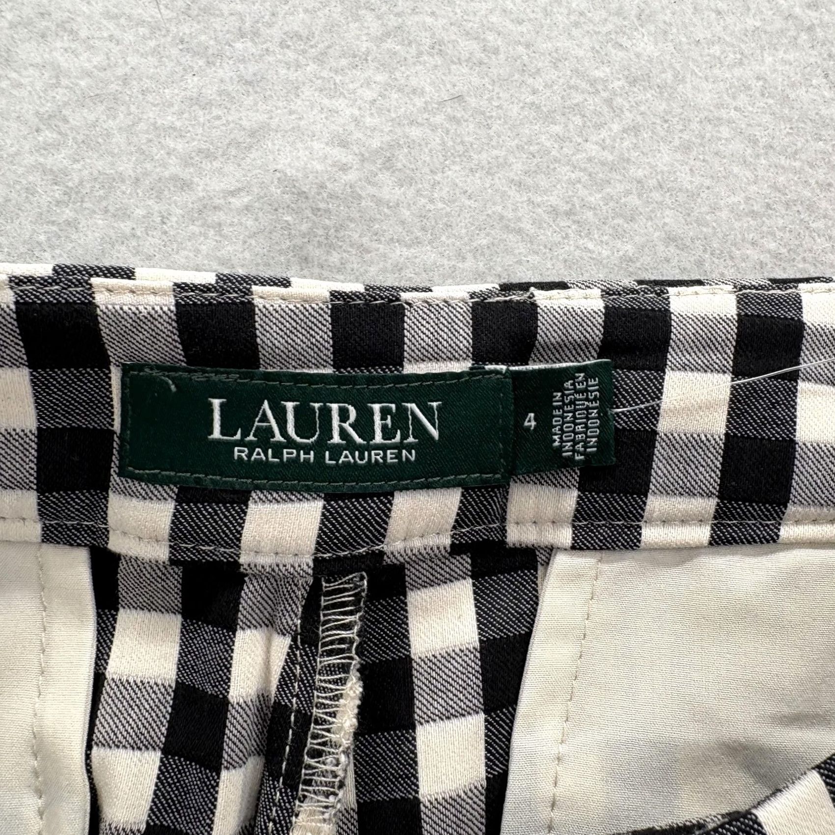 Ralph Lauren Lauren Ralph Lauren Dress Pants Womens 4 Black Gingham Check Slim Stretch Twill Pants Women Blocked by Business Casual Workwear Womens Size 27" / US 4 / IT 40 - 4 Thumbnail
