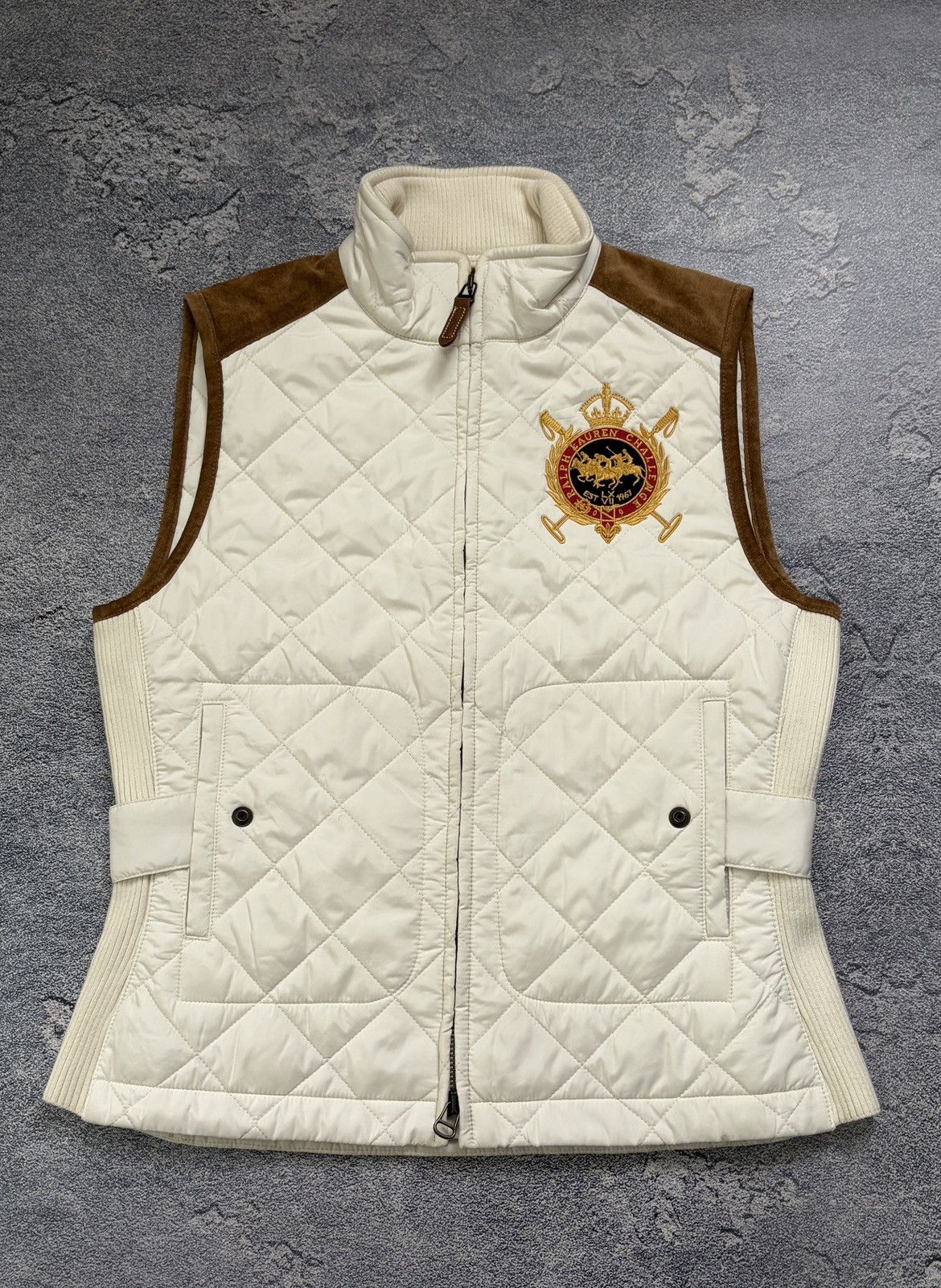 Ralph Lauren Ralph Lauren Challenge Quilted Rugby Vest Suede Patch M Size M / US 6-8 / IT 42-44 - 1 Thumbnail