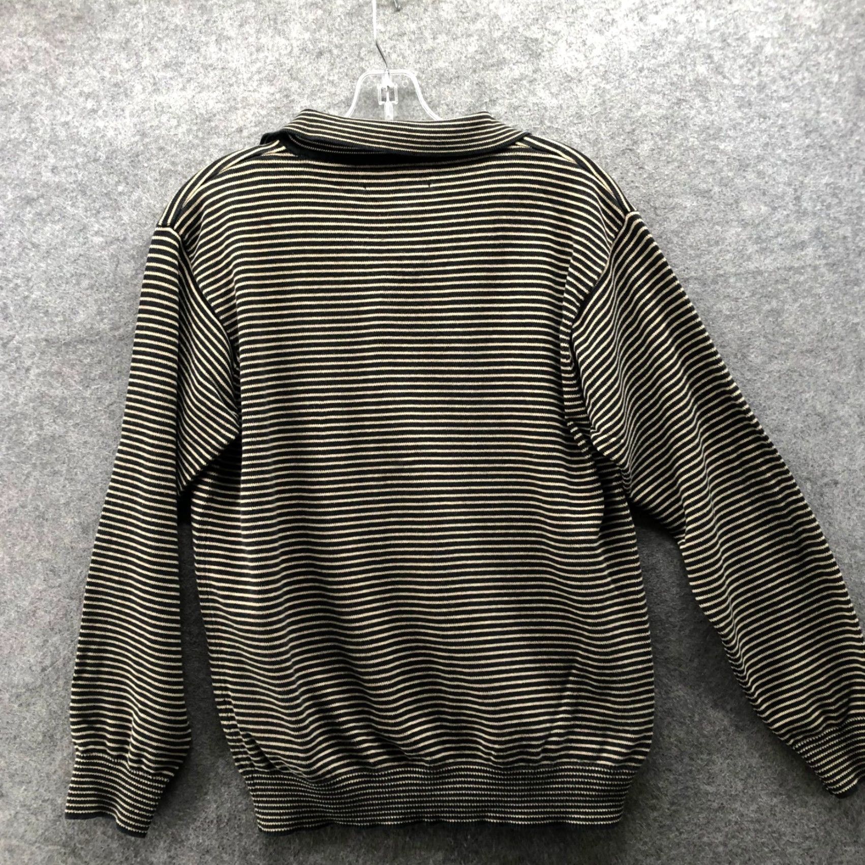 Tommy Hilfiger VINTAGE Tommy Hilfiger Sweater Polo Mens M Black Striped Cotton Knit Size US M / EU 48-50 / 2 - 2 Thumbnail