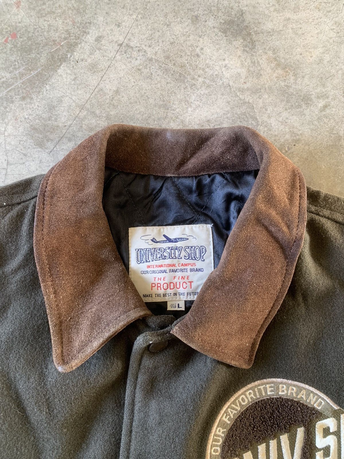 Vintage University Shop suede leather sleeve varsity rare Size US XL / EU 56 / 4 - 3 Thumbnail