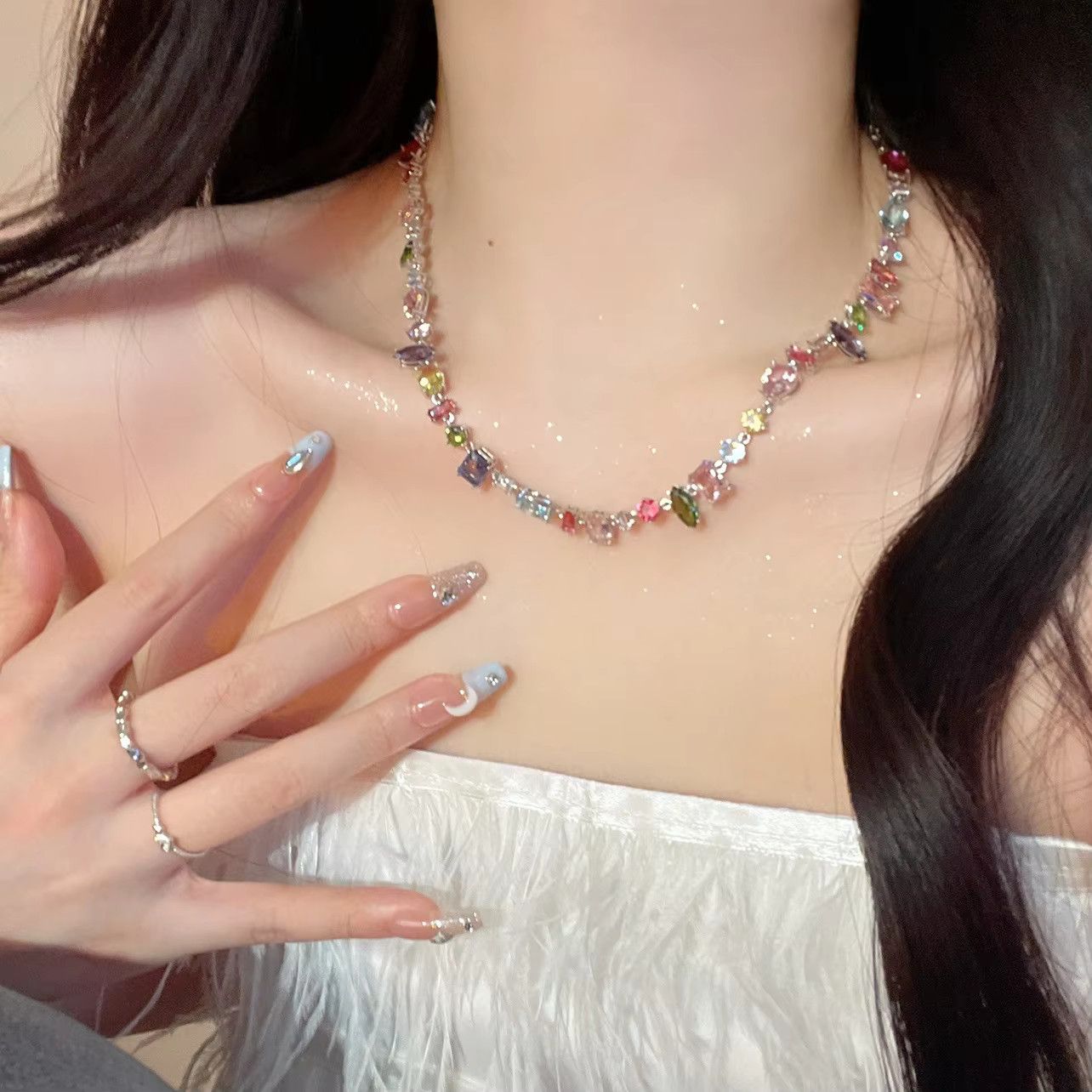 Jewelry Colourful Crystal Zircon Necklace Size ONE SIZE - 2 Thumbnail