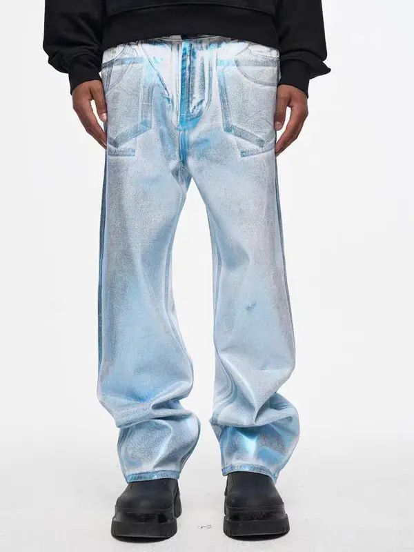 Japanese Brand VIBE High street vintage fluorescent brush wax baggy jeans Size US 32 / EU 48 - 3 Thumbnail