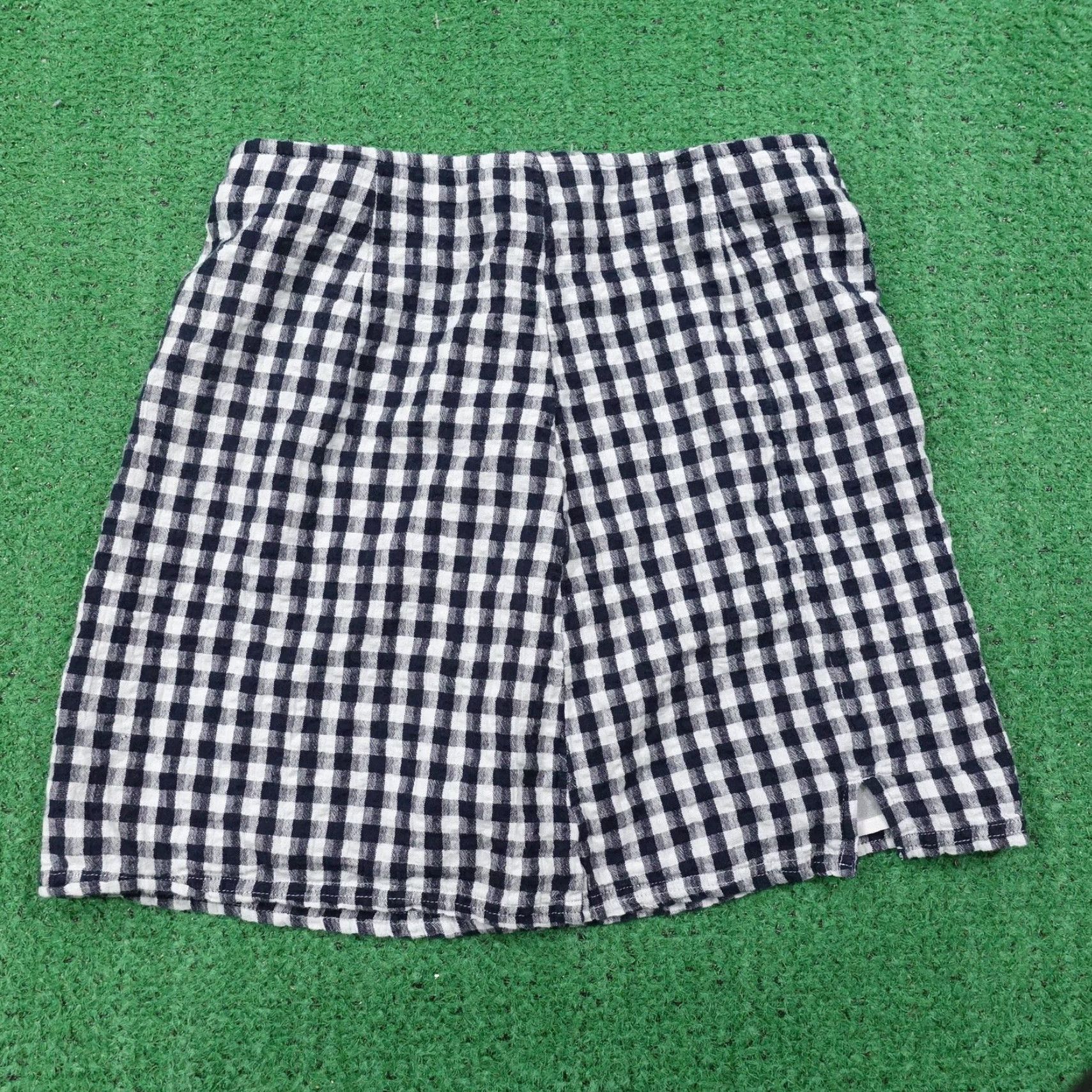Vintage VINTAGE American Eagle Gingham Check Skirt Womens Small Casual A-Line Mini Lined Cotton Linen Blue Size 28" / US 6 / IT 42 - 3 Thumbnail