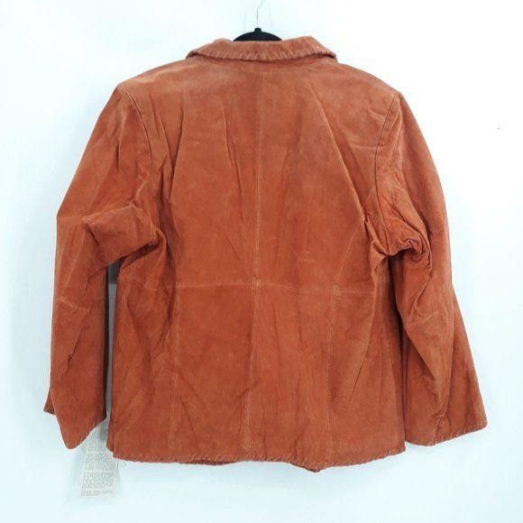 Vintage Vtg 80s Orange Genuibe Leather Jacket Sz 16W Blazer Suede Em Size XXL / US 16-18 / IT 52-54 - 7 Thumbnail