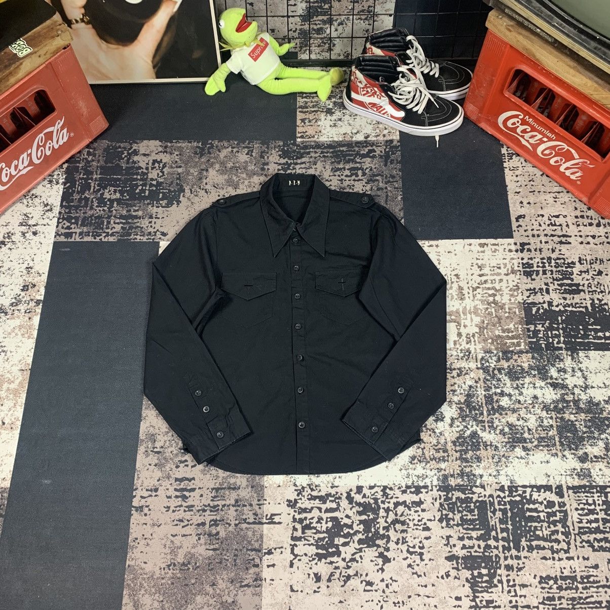 Japanese Brand black peace now button up bat collar shirt | Grailed