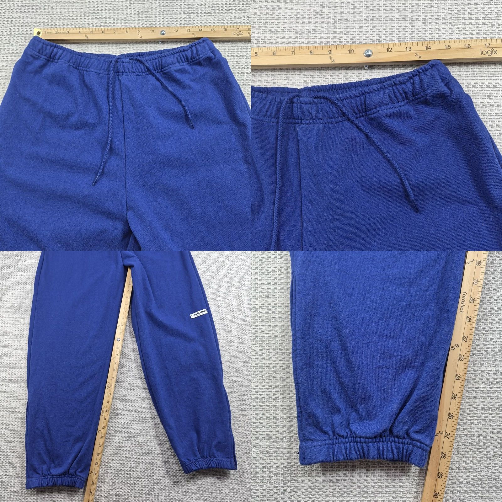 Vintage CAHLUMN Pants Mens XL Blue Heavy Terry Jogger Elastic Waist Zip Pockets Size US 36 / EU 52 - 8 Thumbnail