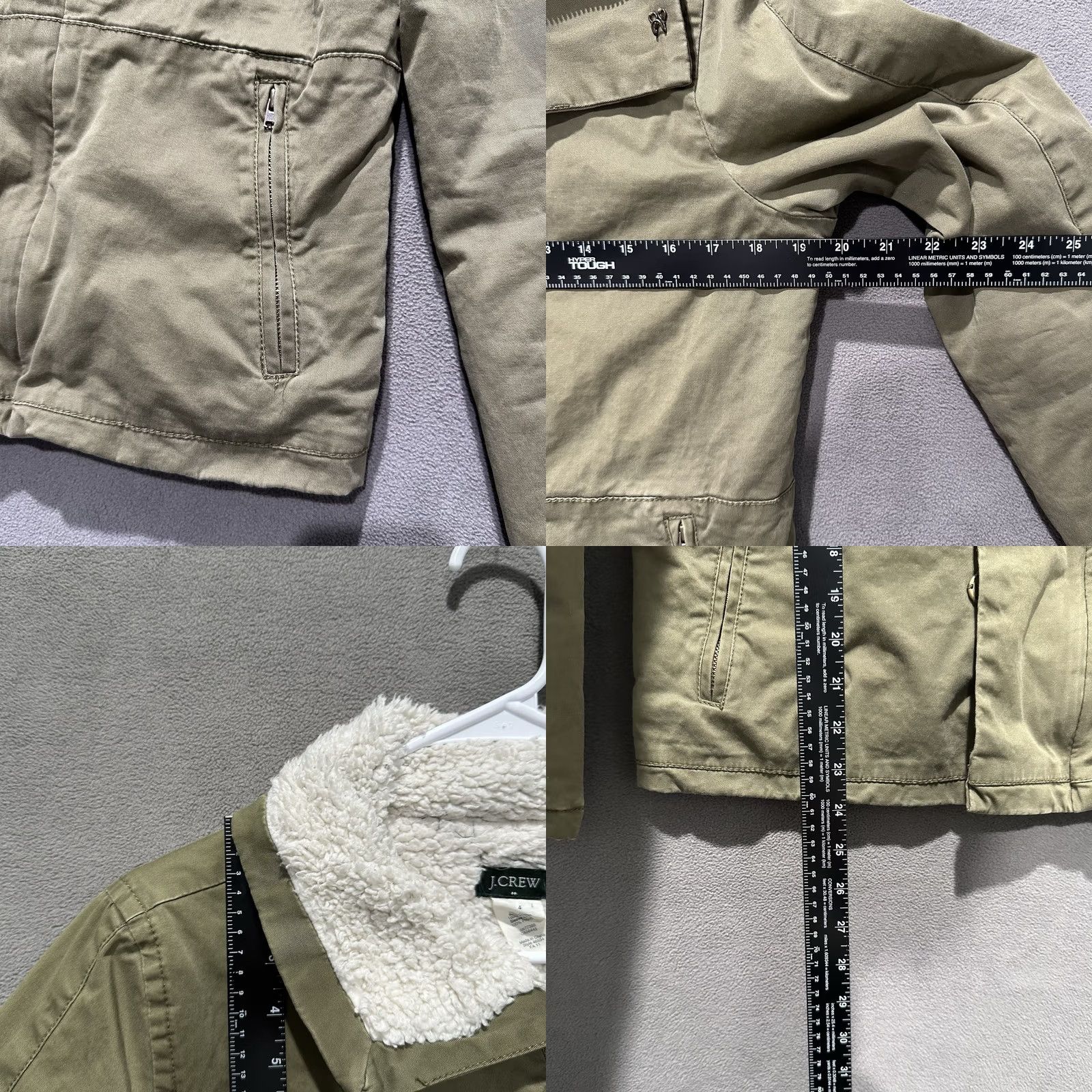 J.Crew J.CREW Jacket Womens 4 Military Green Sherpa Lined Twill adjustable Sleeve 90s y2k 2000s Size S / US 4 / IT 40 - 8 Thumbnail