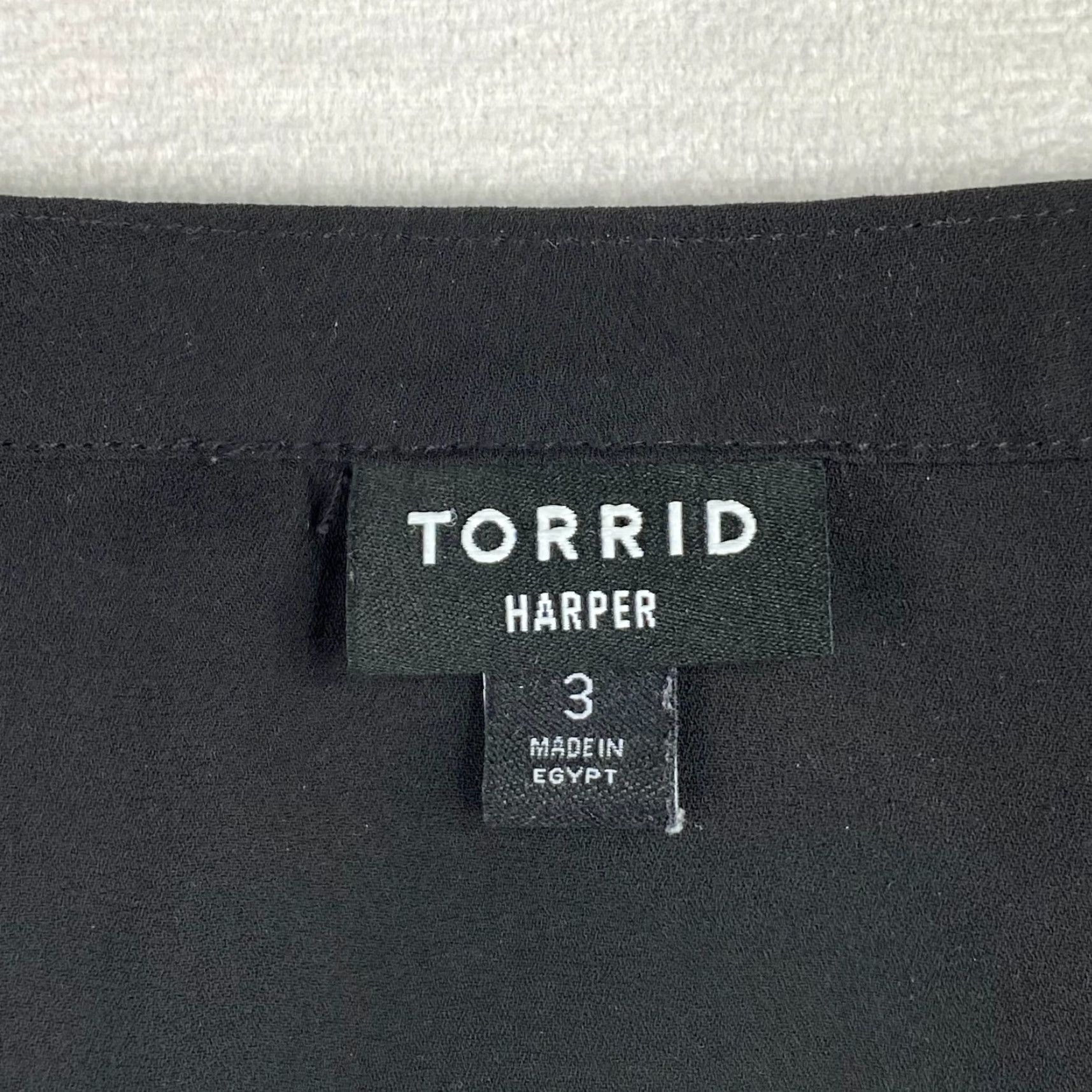 Torrid Torrid Blouse Black 3X 3/4 Roll Tab Sleeve V-Neck Grommets Rayon Polyester Womens Shirt Wide F it: Regular, Plus Size Size XXL / US 16-18 / IT 52-54 - 5 Thumbnail