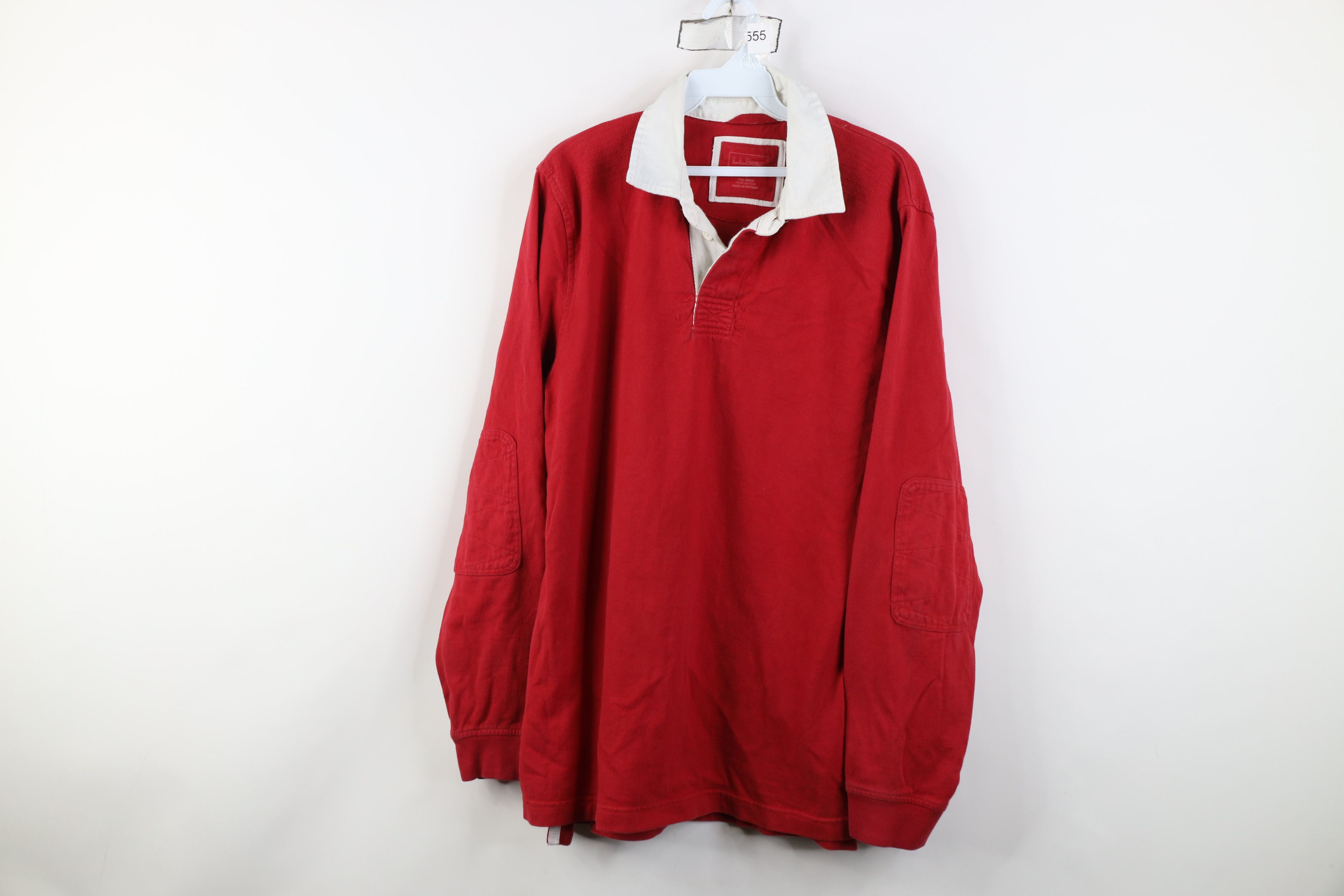 L.L. Bean Vintage LL Bean Heavy Elbow Patch Long Sleeve Rugby Polo Red Size US L / EU 52-54 / 3 - 1 Thumbnail