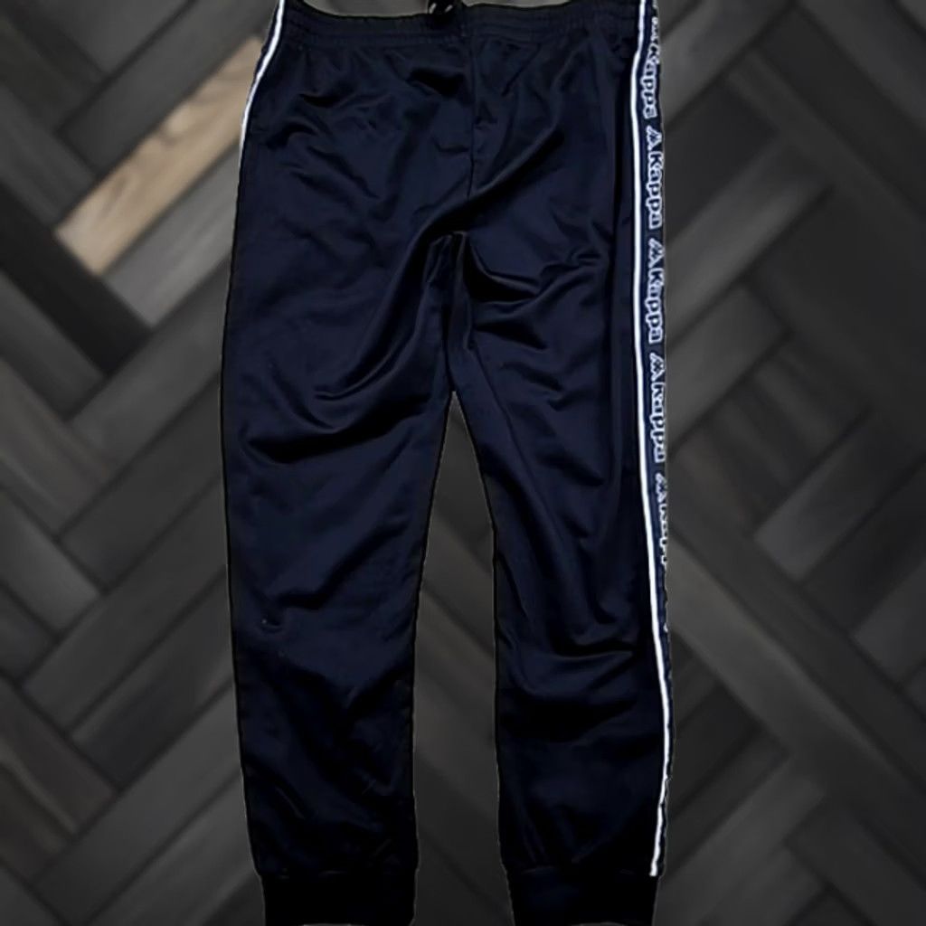 Kappa Kappa Track Pants XXL Black 100% Polyester Men’s Regular Drawstring Tapered Size US 39 - 1 Thumbnail