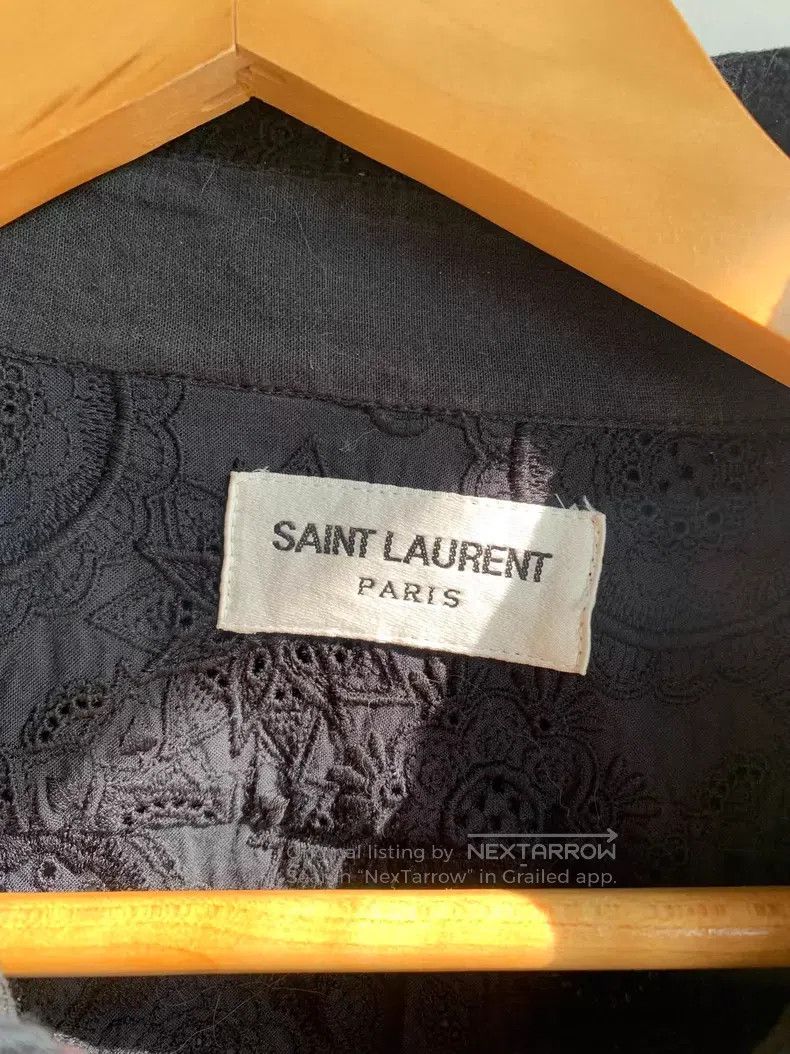 Saint Laurent Paris Saint Laurent Paris Black Embroidered French Tie Shirt i Size US XXS / EU 40 - 2 Thumbnail